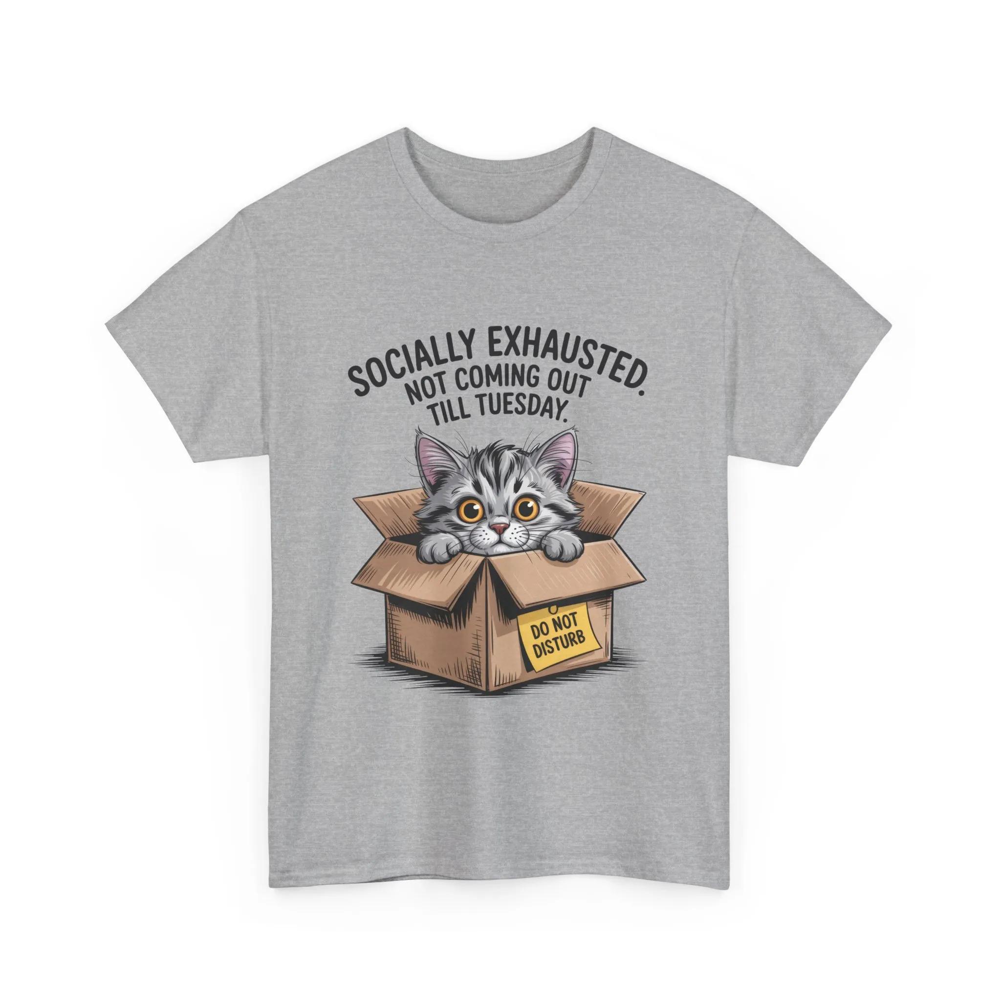 Socially Exhausted Cat Women's Tee, Funny Cat Shirt, Women's Graphic Tee, Gift for Introverts, Cute Animal T-Shirt, Weekend Wear - Image 9