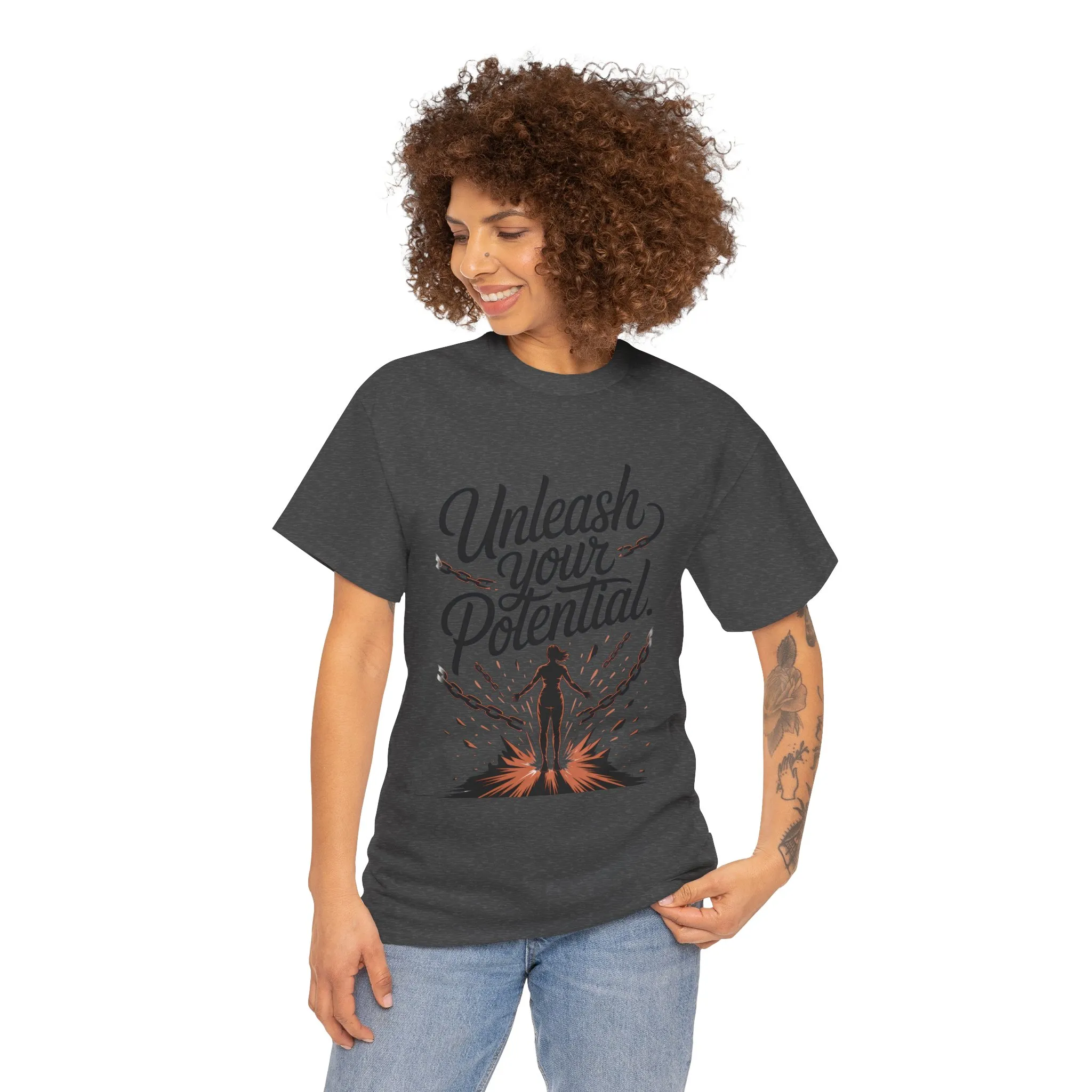 Unleash Your Potential Women's Tee, Motivational T-Shirt, Inspirational Cotton Tee, Gift for Gym Lovers, Positive Energy Top - Image 16
