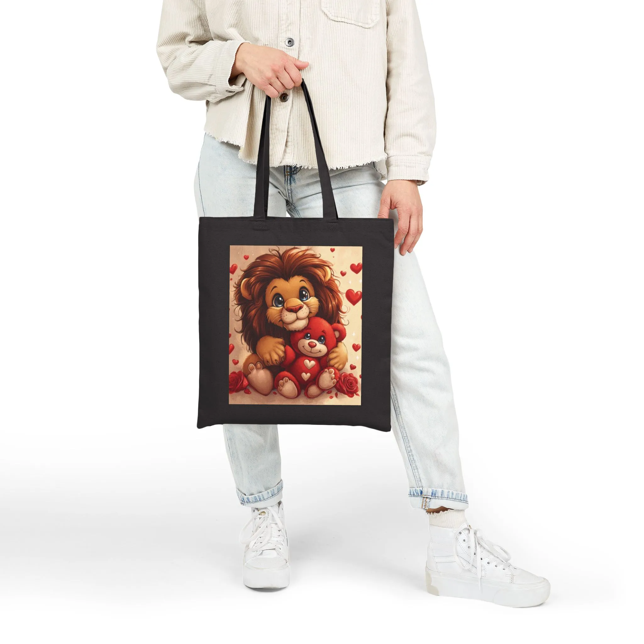 Adorable Lion & Teddy Bear Tote Bag, Cute Gift for Kids, Nursery Decor, Valentine's Day, Eco-Friendly Shopping Bag - Image 10