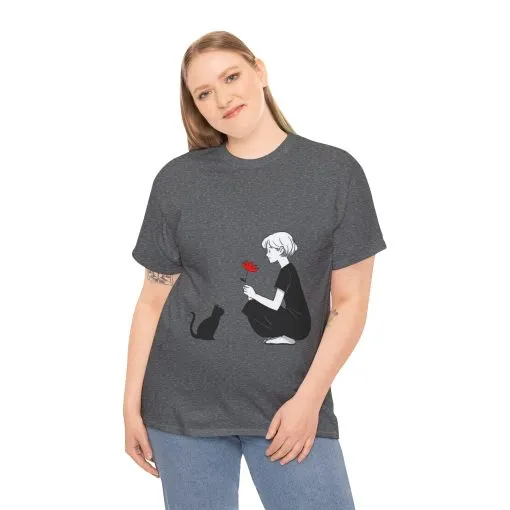 Cat Lover's Heavy Cotton Tee, Cute Cat Shirt, Pet Owner Gift, Animal Lover Apparel, Birthday Gift for Her, Women's Cotton T-Shirt, Cat Lover - Image 25