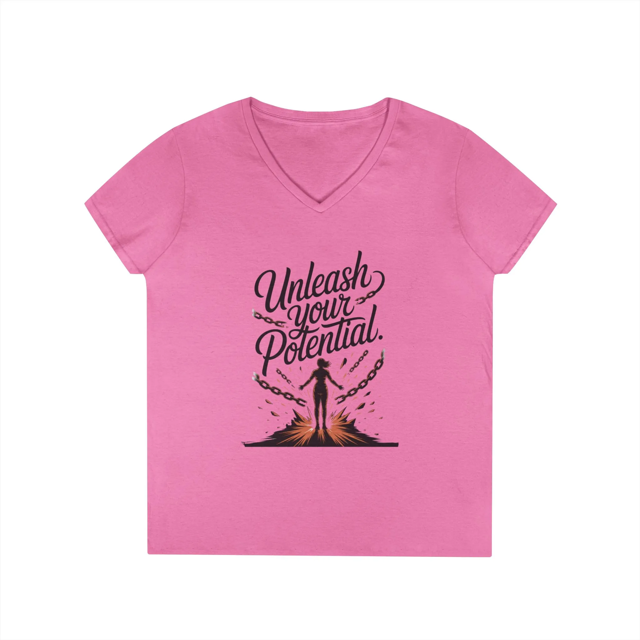 Empowering Ladies V-Neck T-Shirt | Unleash Your Potential | Gift for Motivation, Birthday, Inspirational Wear, Positive Energy Top - Image 2
