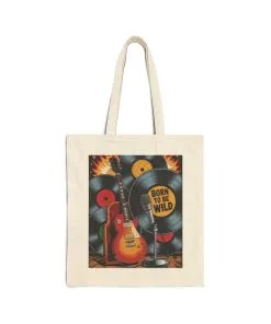 Rockin' Retro Tote Bag, Born to Be Wild, Music Lover's Bag, Festival Tote, Eco-Friendly Shopping Bag, Guitar Design, Gift Idea