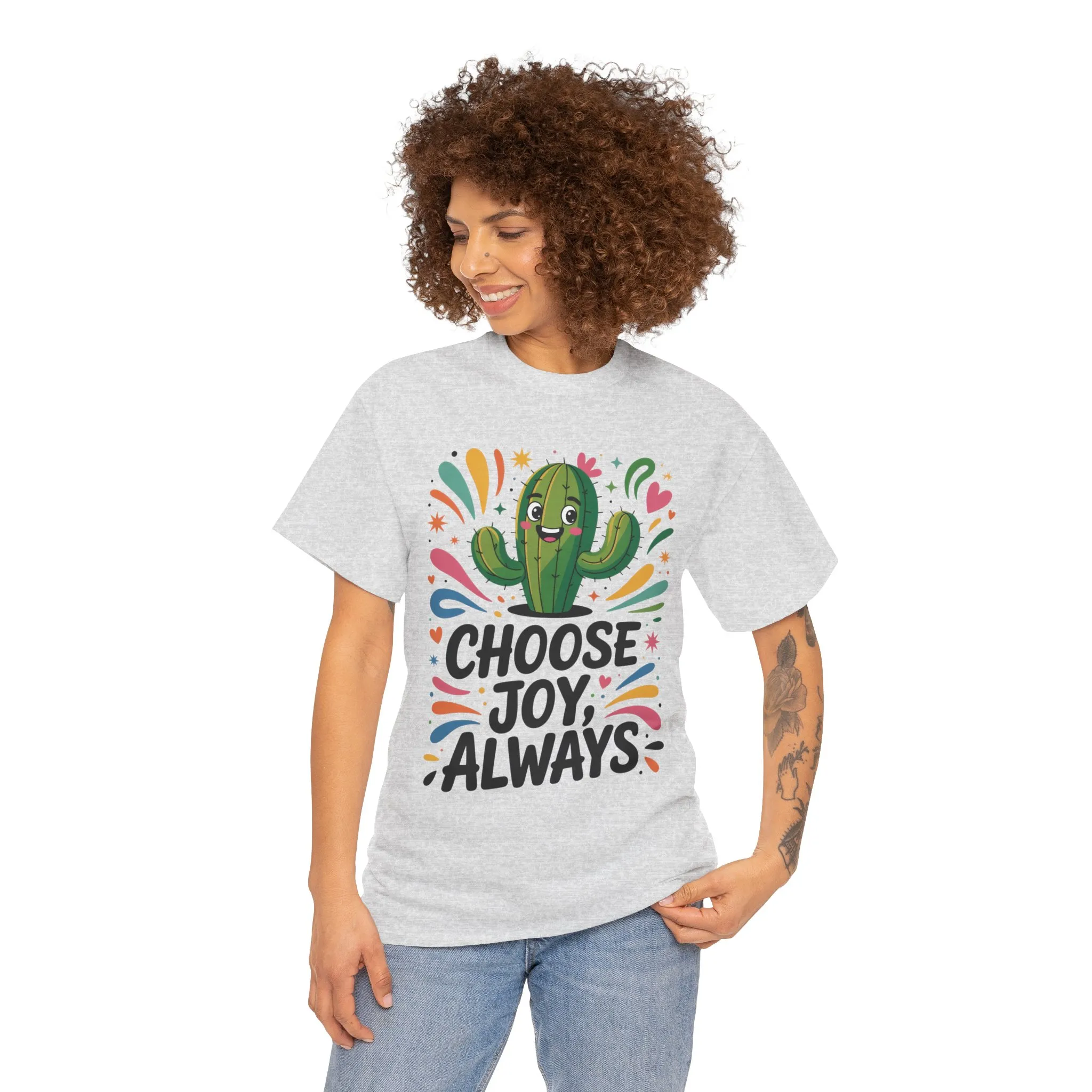 Choose Joy Always Cactus Women's Tee, Women's Casual T-Shirt, Happy Vibes Apparel, Positive Quote Shirt, Joyful Statement Tee - Image 28