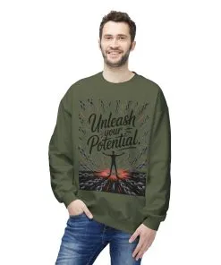 Unleash Your Potential Men s Sweatshirt, Motivational Crewneck, Inspirational Gift For Men, Gift for Graduates, Personal Growth Apparel
