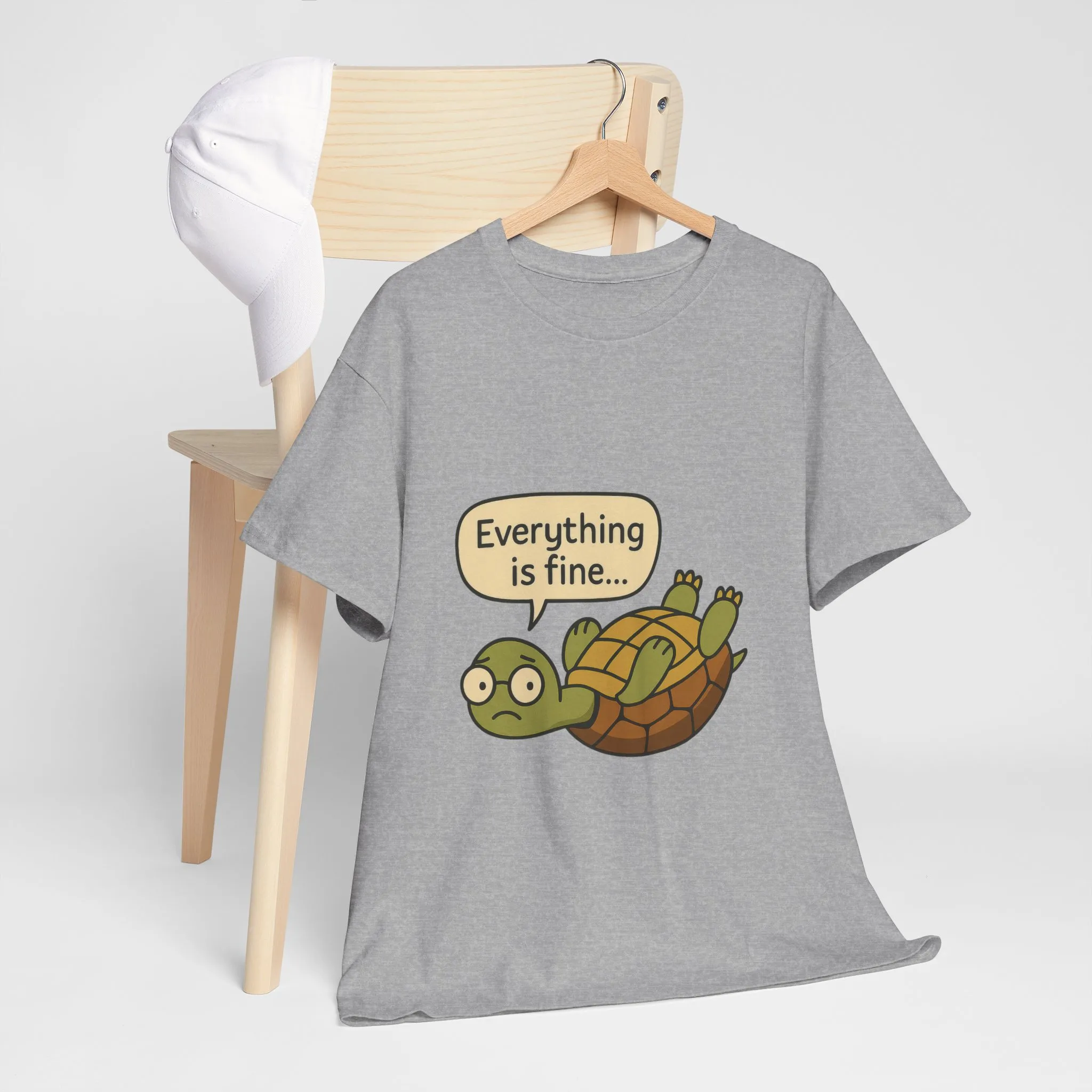 Everything is Fine Turtle Tee, Funny Unisex Cotton Tee, Cute Animal Shirt, Gift for Nature Lovers, Great for Humor, Positive message t-shirt - Image 10