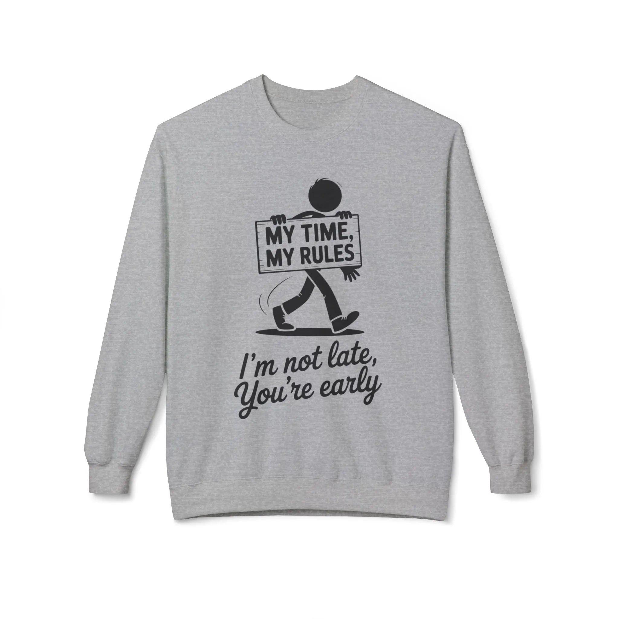 Casual Men's Crewneck Sweatshirt, Funny Sweatshirt for Men, Perfect Gift for Friends, My Time My Rules Design, Time Management Humor - Image 6