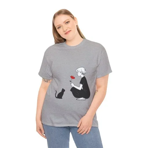Cat Lover's Heavy Cotton Tee, Cute Cat Shirt, Pet Owner Gift, Animal Lover Apparel, Birthday Gift for Her, Women's Cotton T-Shirt, Cat Lover - Image 11