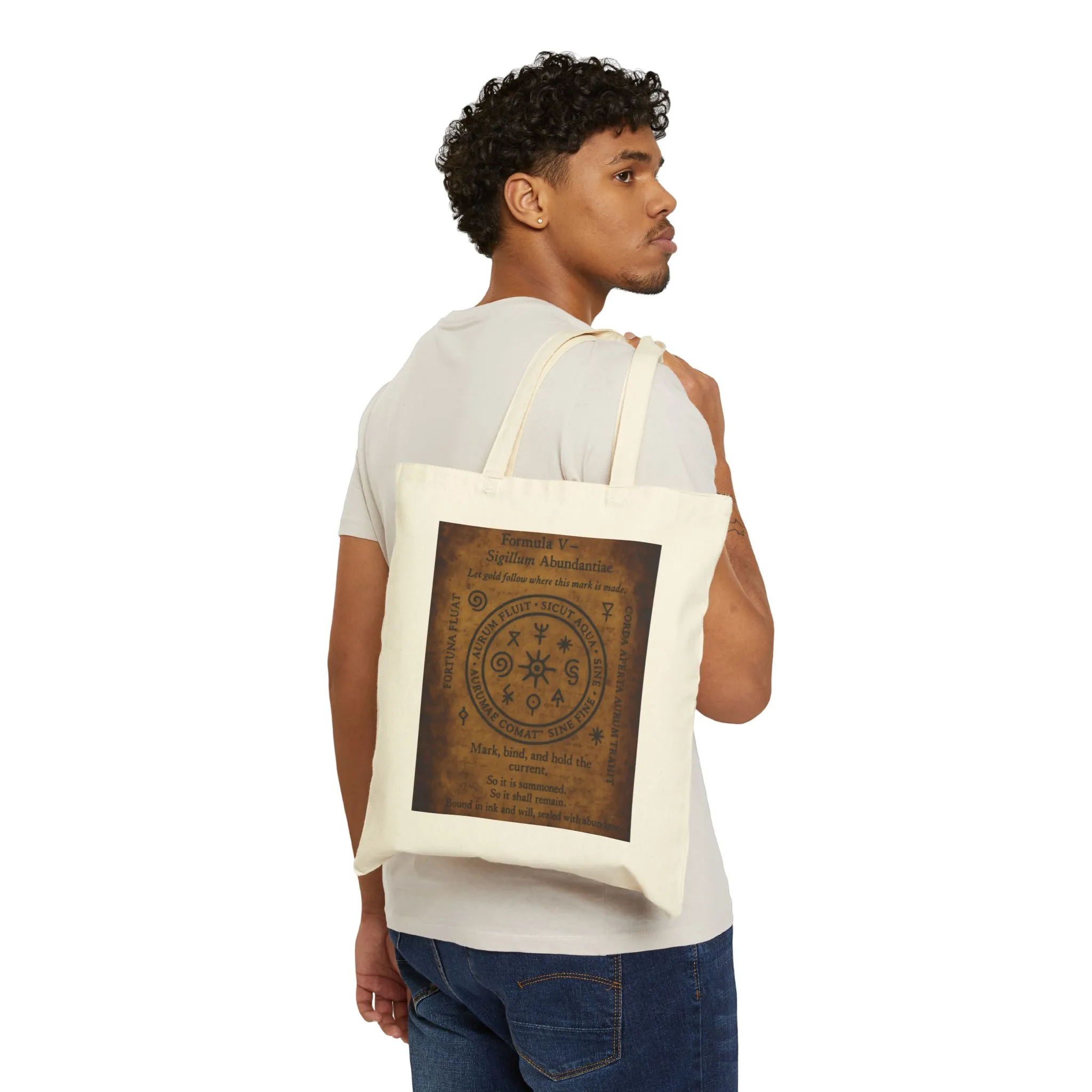Mystic Abundance Sigil Tote Bag, Wealth Spell Symbol, Witchy Canvas Bag, Prosperity Magic Seal, Boho Gift, Mystical Symbol Cotton Canvas Bag - Image 10