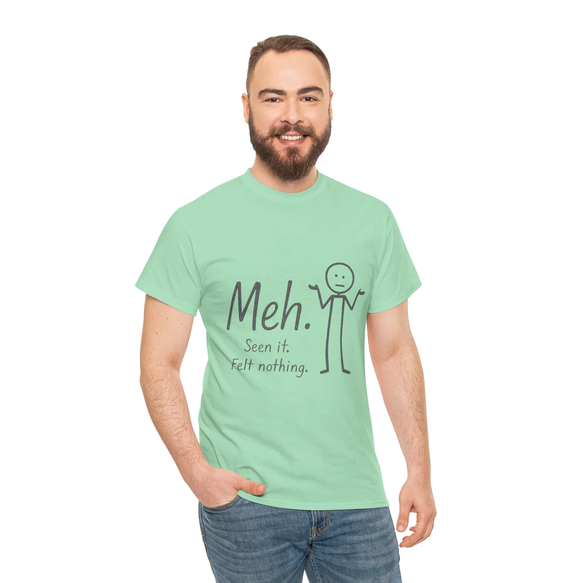 Meh. Heavy Cotton Men's Tee, Comfortable & Casual Humor Shirt, Gift for Friends, Relaxed Fit for Everyday Wear, Ideal for Birthdays, Moods - Image 15