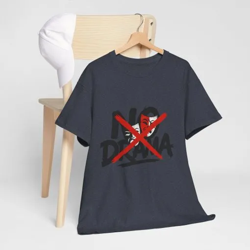 No Drama Unisex Heavy Cotton Tee, Casual Shirt, Gift for Friends, Relaxed Fit, Comfort Wear, Everyday Style - Image 13