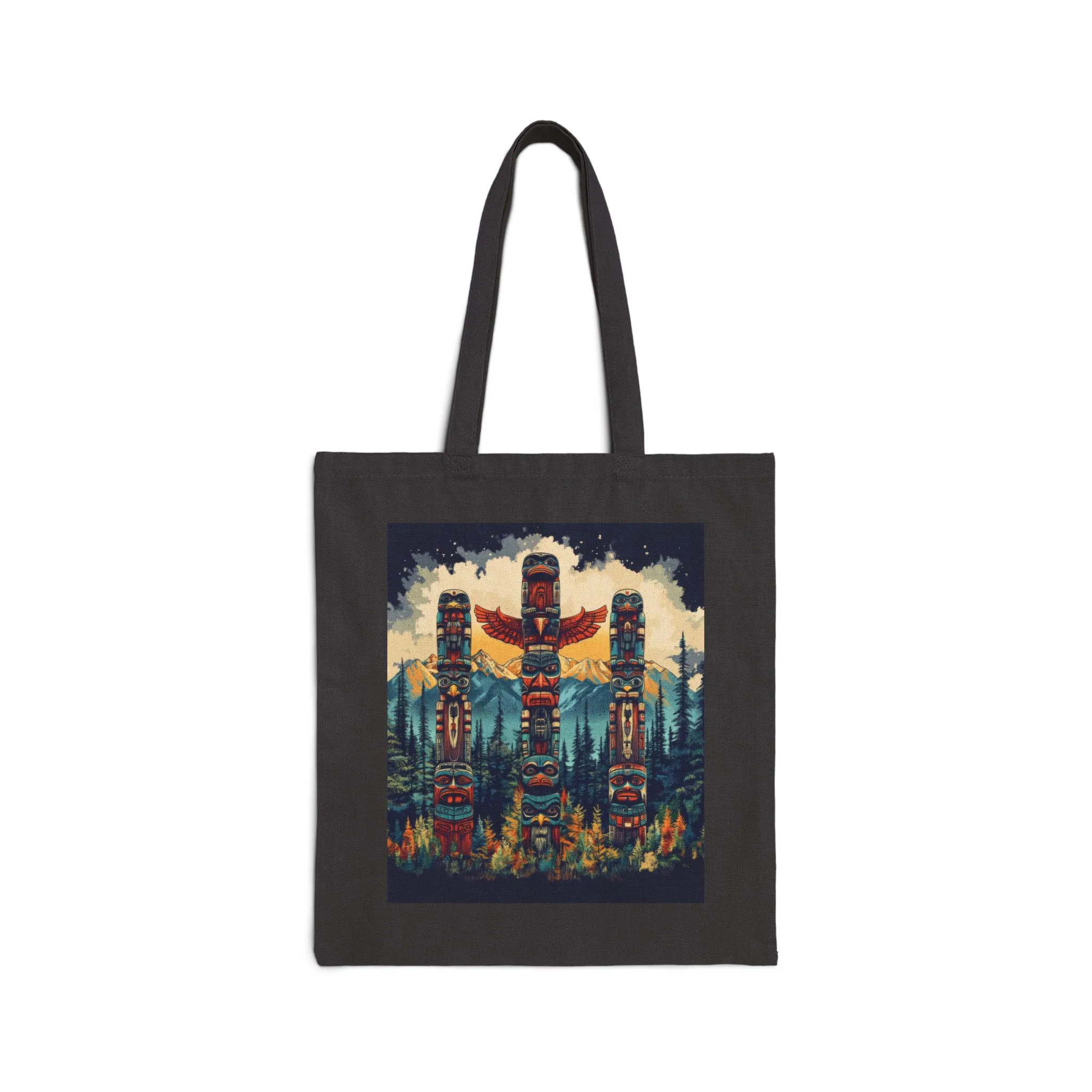 Totem Pole Canvas Tote Bag, Eco-Friendly Shopping Bag, Gift for Nature Lovers, Beach Tote, Reusable Grocery Bag, Boho Art - Image 7