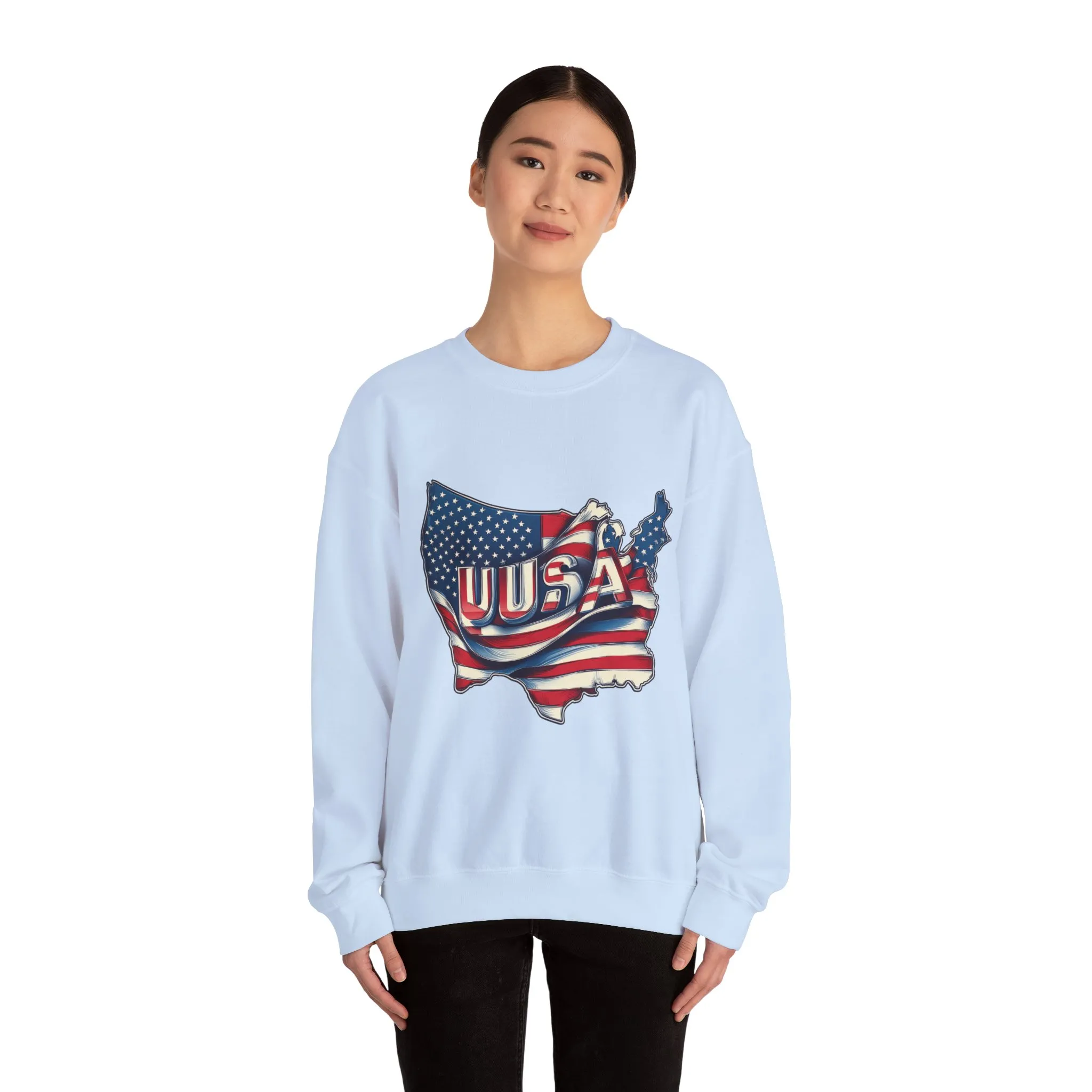 Patriotic USA Crewneck Sweatshirt, Unisex Sweatshirt, American Flag Apparel, Casual Comfort, Great for Independence Day and Holidays - Image 3