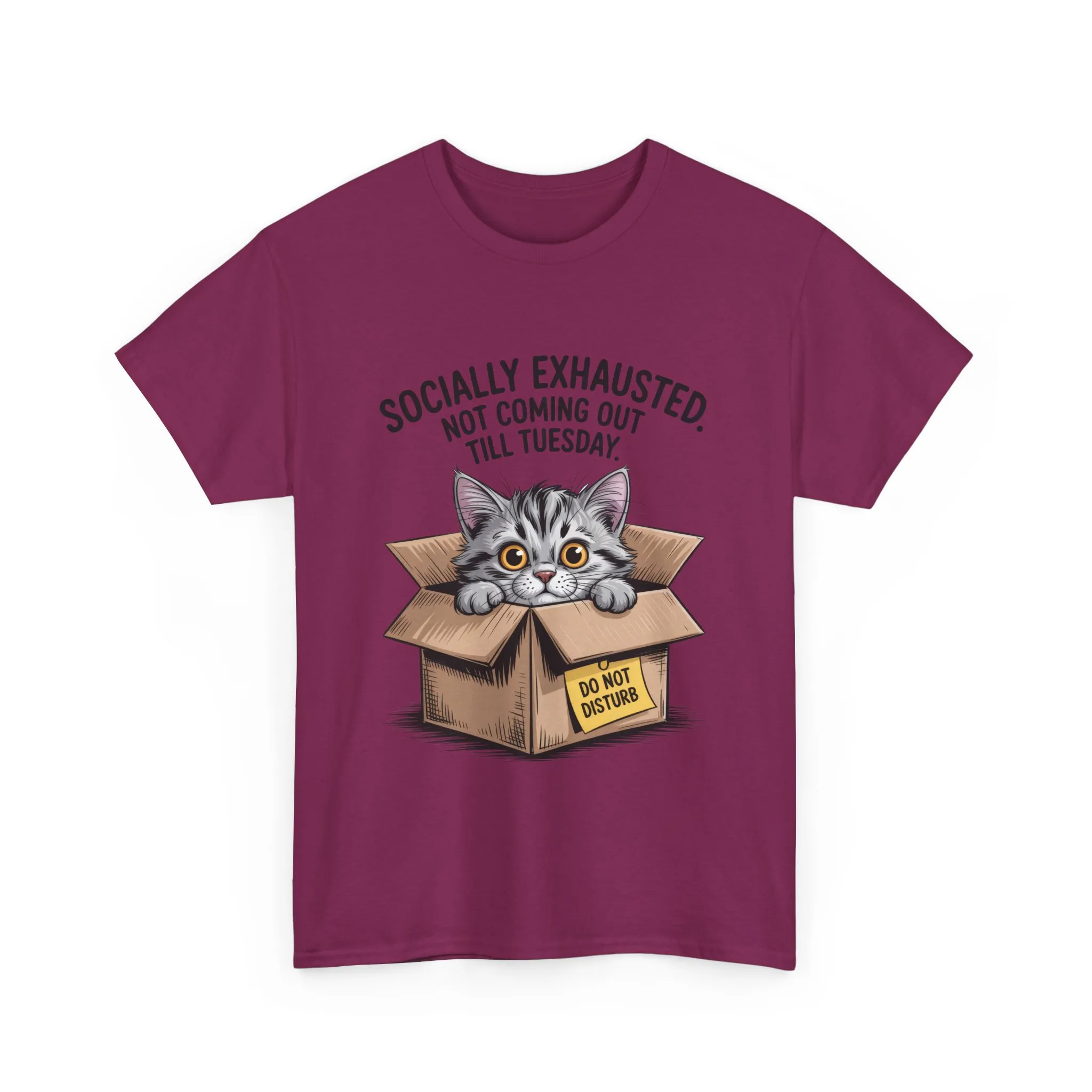 Socially Exhausted Cat Women's Tee, Funny Cat Shirt, Women's Graphic Tee, Gift for Introverts, Cute Animal T-Shirt, Weekend Wear - Image 36