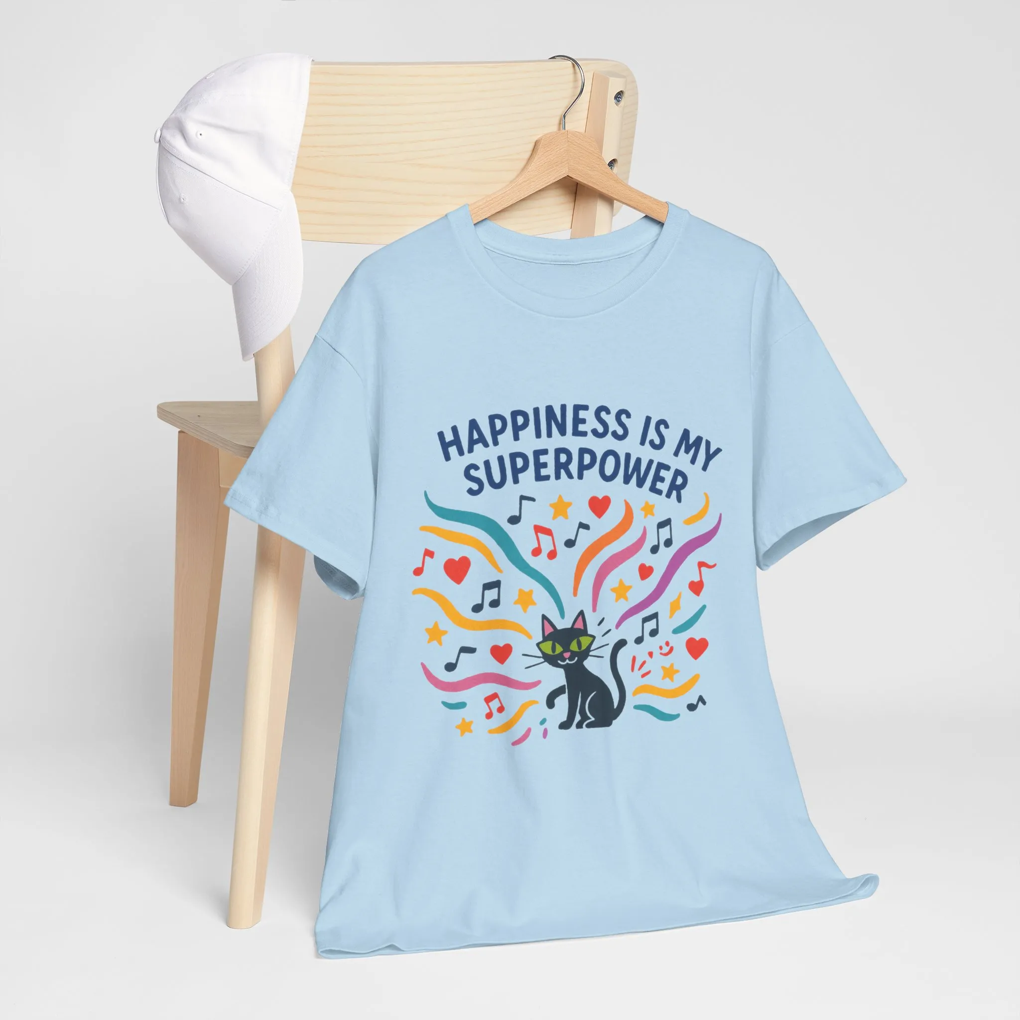 Happiness is My Superpower Tee - Fun Unisex Cotton T-Shirt, Gift for Cat Lovers, Cute Pet Apparel, Everyday Wear, Positive Vibes - Image 21