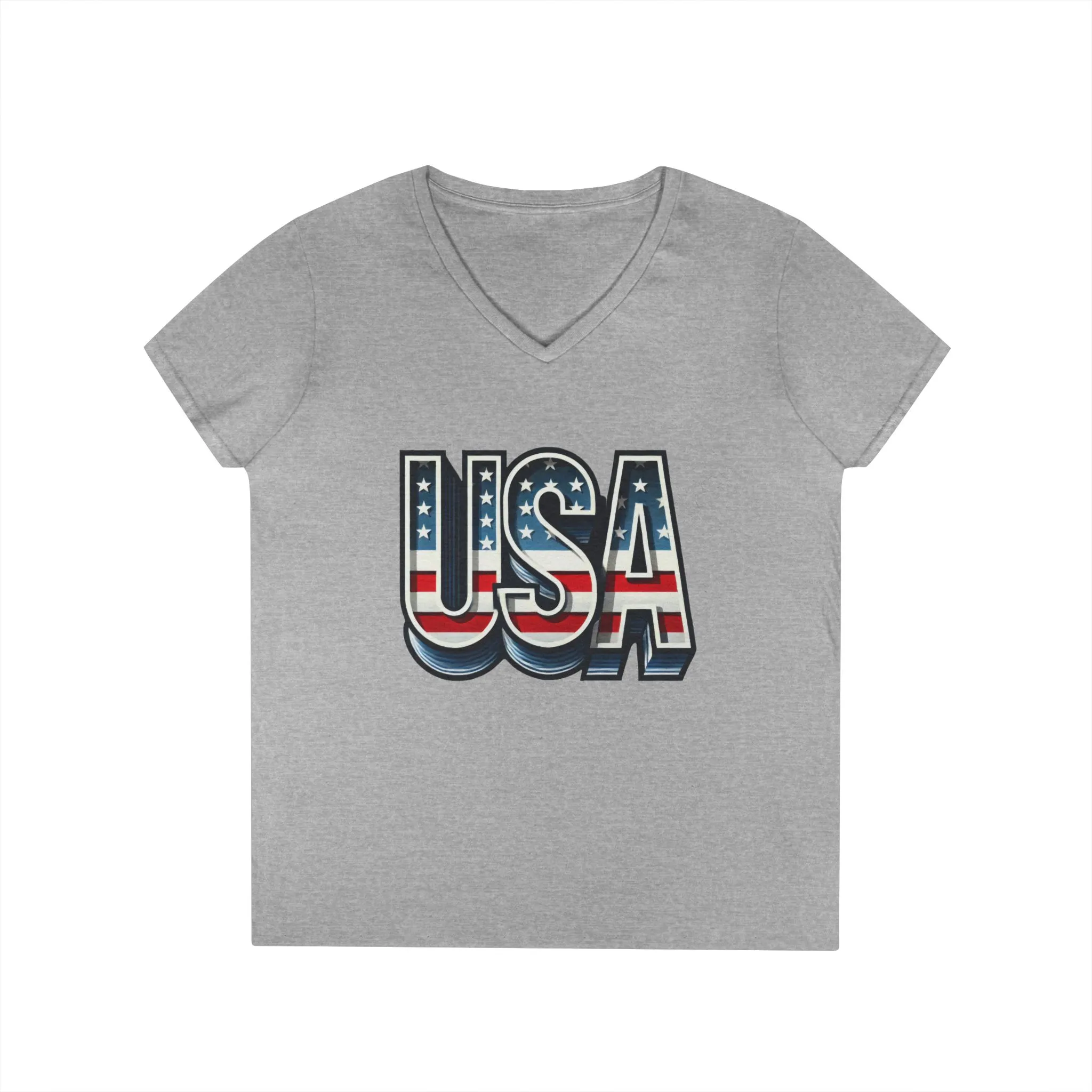 USA Patriotic V-Neck T-Shirt for Ladies, July 4th Celebration Tee, Casual Summer Shirt, Graphic Tee - Image 7