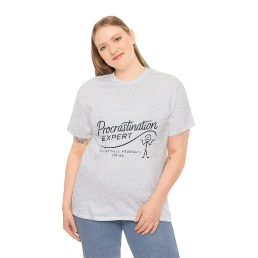 Procrastination Expert Women's Heavy Cotton Tee, Funny T-Shirt, Gift for Students, Casual Wear, Comfy Everyday Tee, Humor Shirt - Image 4
