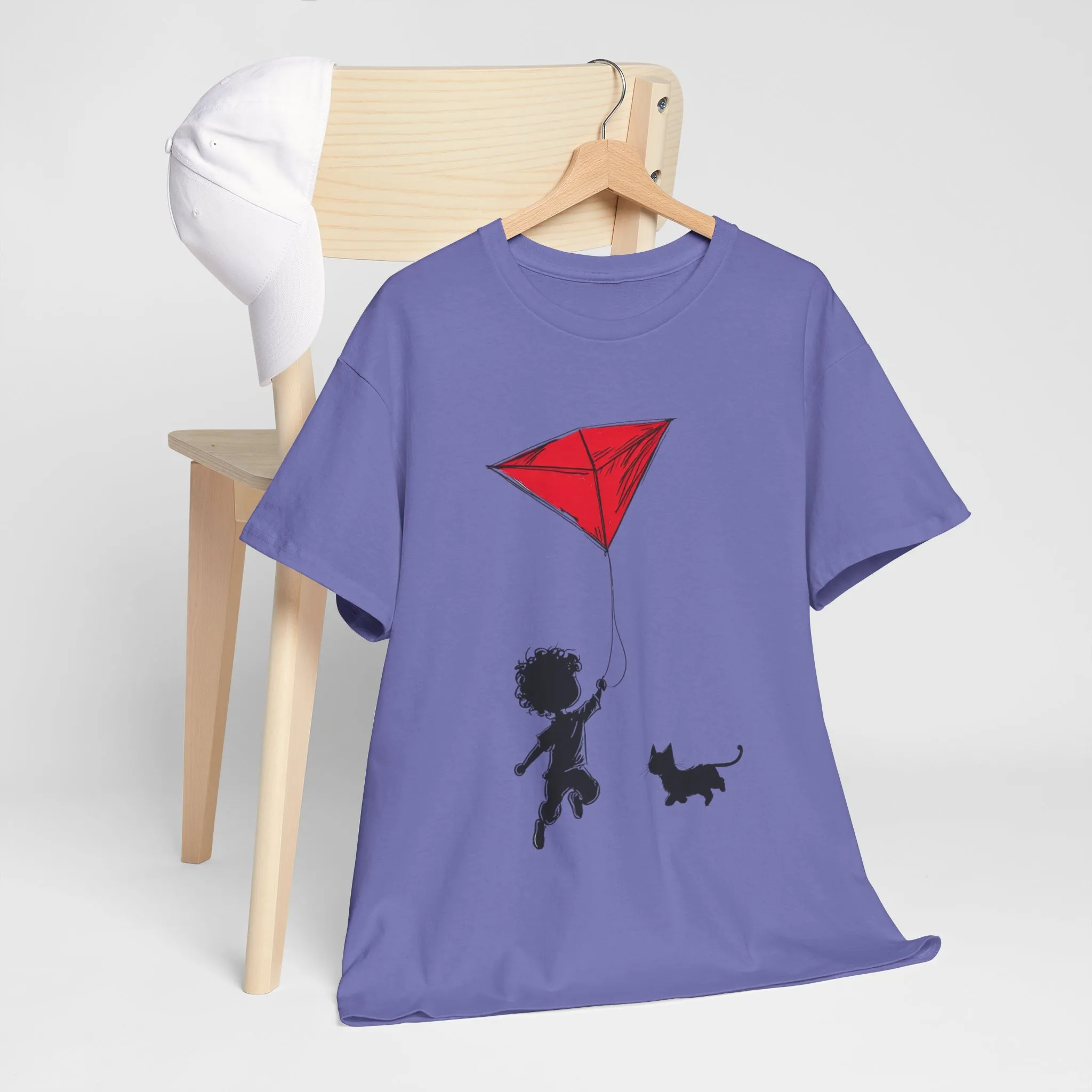 Cute Kid and Cat Design T-Shirt, Playful Gift for Cat Lovers, Summer Style, Cat Lover T-Shirt, Gift for Cat Owners, Women's Cotton T-Shirt - Image 26