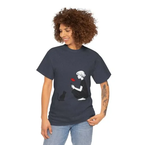Cat Lover's Heavy Cotton Tee, Cute Cat Shirt, Pet Owner Gift, Animal Lover Apparel, Birthday Gift for Her, Women's Cotton T-Shirt, Cat Lover - Image 29