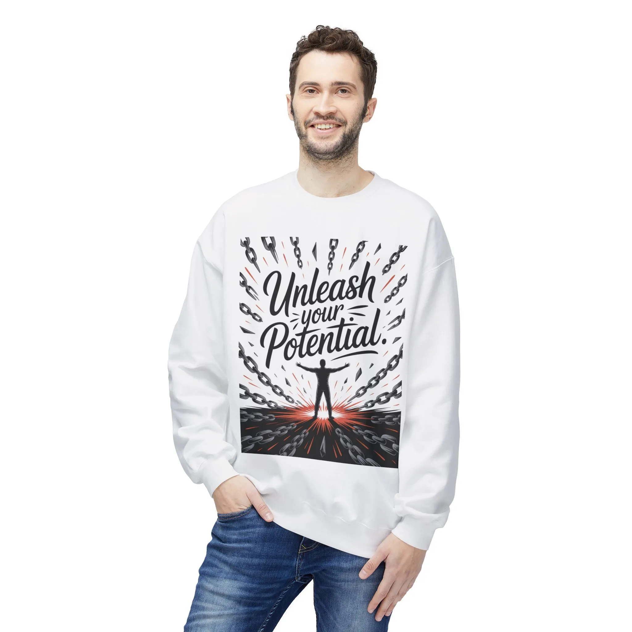 Unleash Your Potential Men s Sweatshirt, Motivational Crewneck, Inspirational Gift For Men, Gift for Graduates, Personal Growth Apparel - Image 19