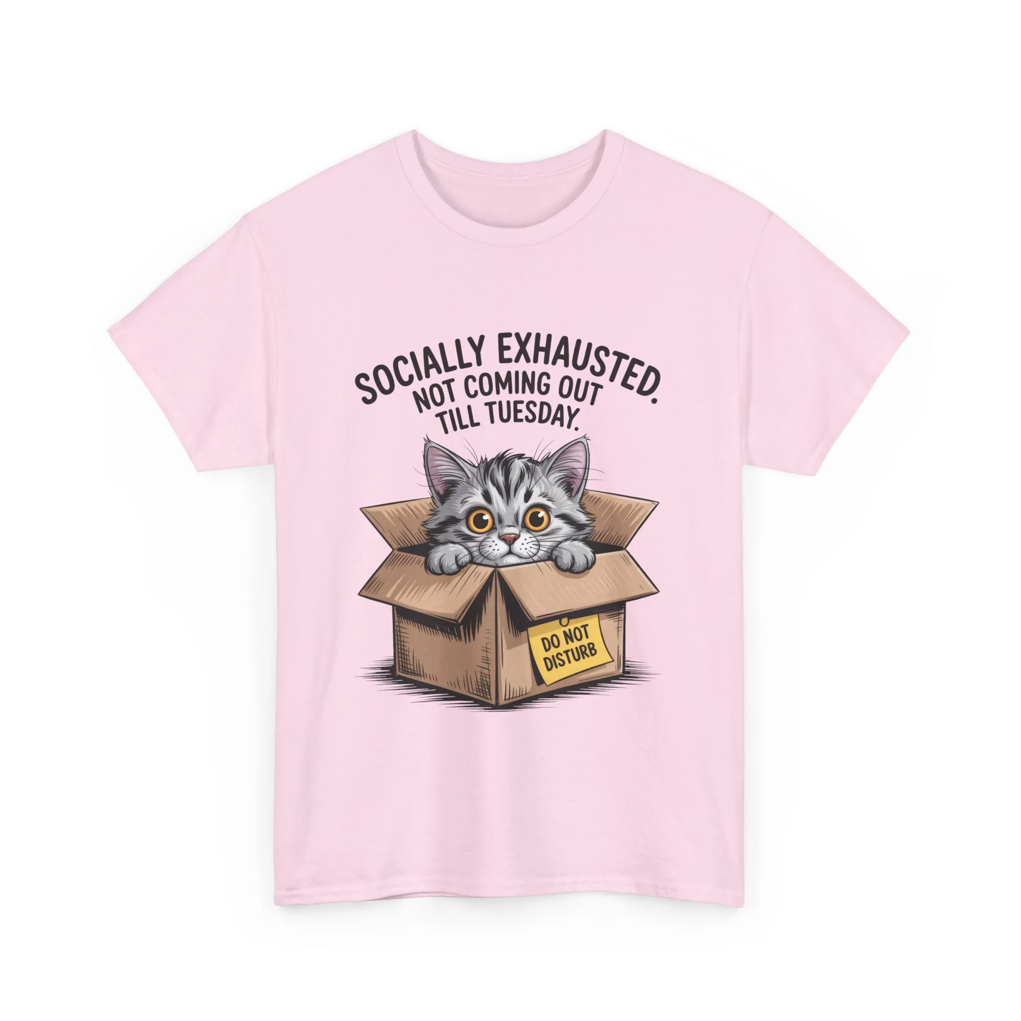 Socially Exhausted Cat Women's Tee, Funny Cat Shirt, Women's Graphic Tee, Gift for Introverts, Cute Animal T-Shirt, Weekend Wear - Image 30