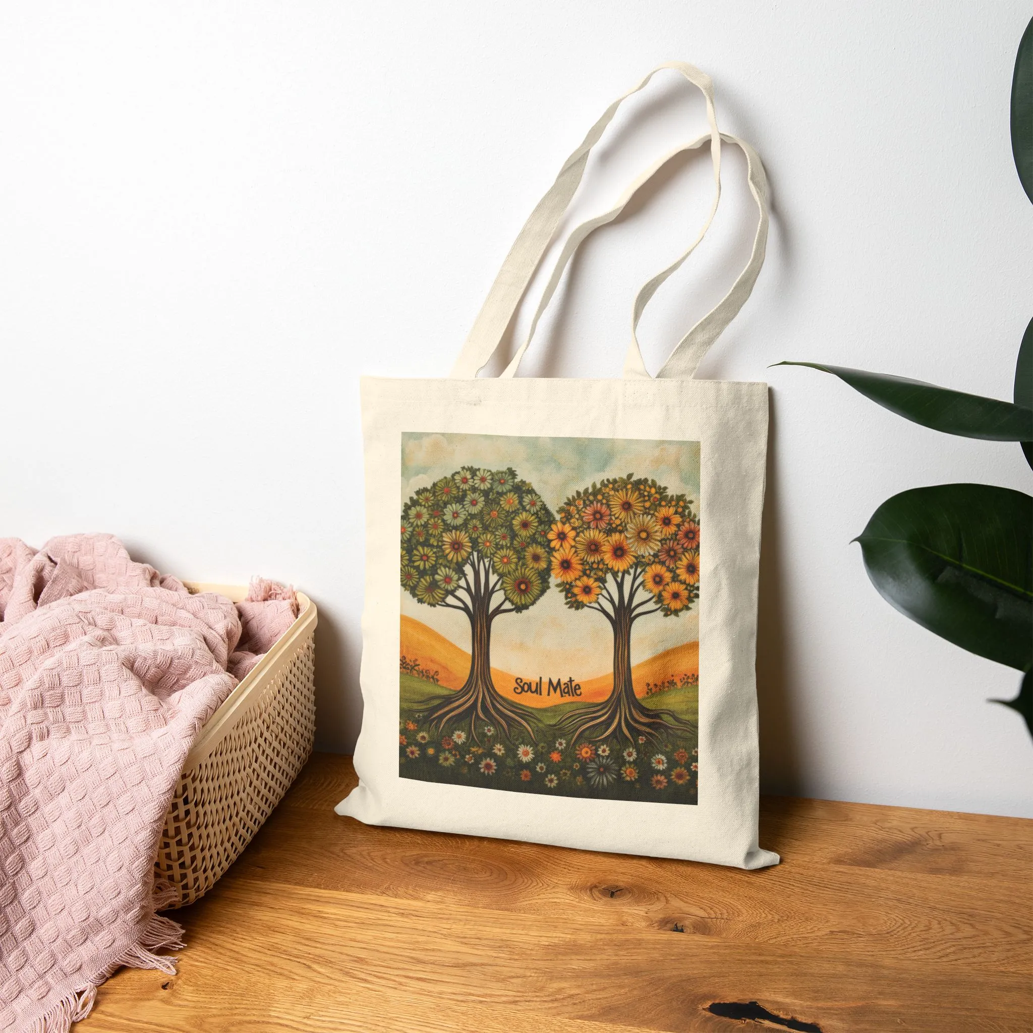 Soul Mate Canvas Tote Bag, Eco-Friendly Shopping Bag, Gift for Friends, Beach Tote, Artwork Design, Reusable Bag - Image 4