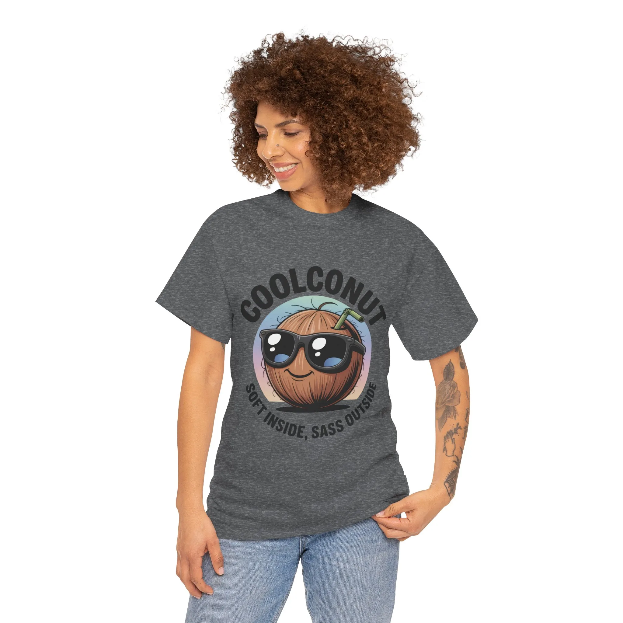 Coolconut Women's Heavy Cotton Tee, Fun Casual Shirt, Gift for Coconut Lovers, Summer Vibes Tee, Soft Inside Sass Outside Shirt - Image 35