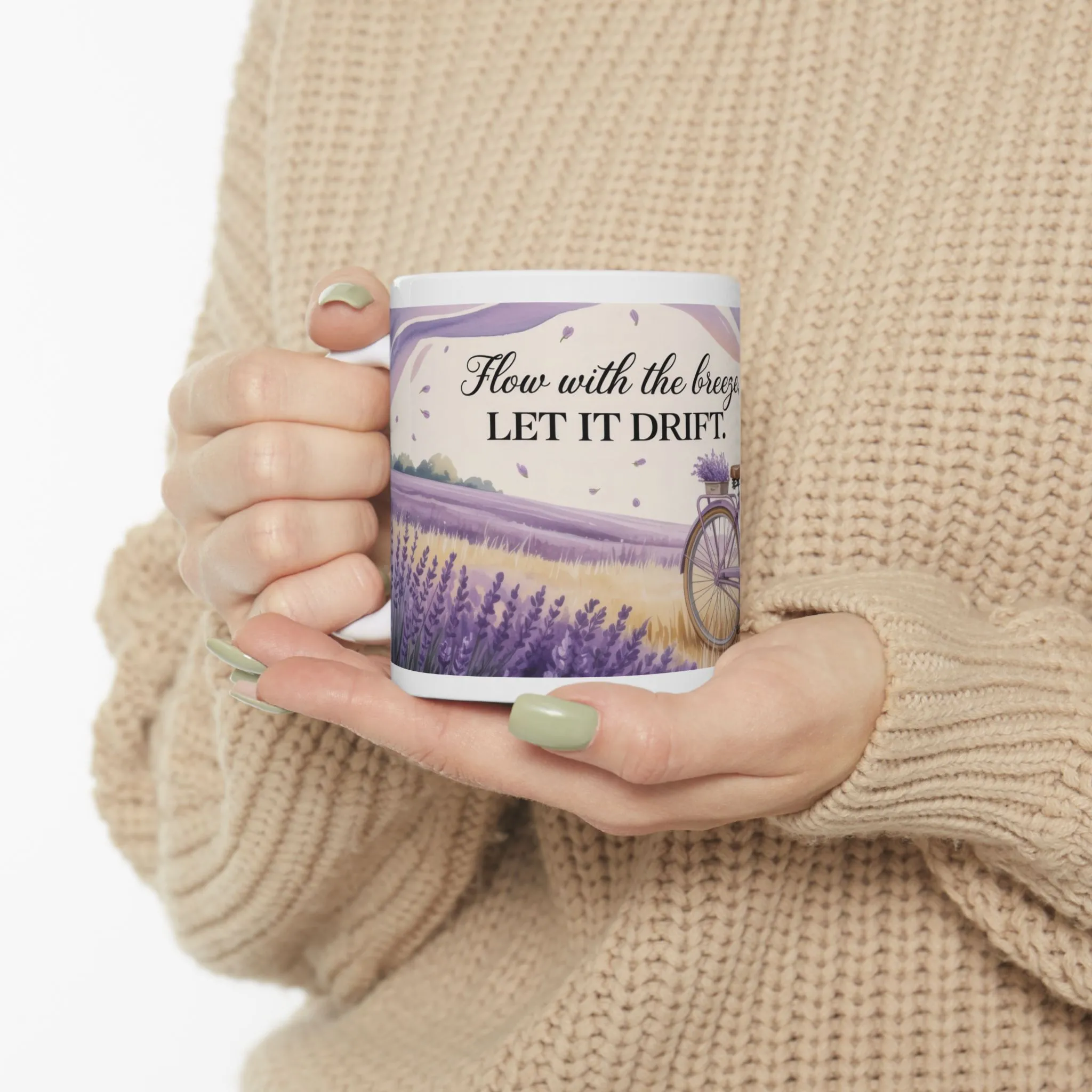 Lavender Field Mug, Bicycle Coffee Cup, Tranquil Nature Lover Gift, Calm Summer Vibes Mug, Motivational Coffee Cup, Inspirational Quotes - Image 8