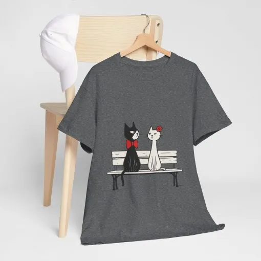 Cute Cat Lovers Tee, Unisex Heavy Cotton Tee for Pet Owners, Funny Cat Shirt, Gift for Cat Lovers, Casual T-Shirt, Animal Art Tee - Image 11