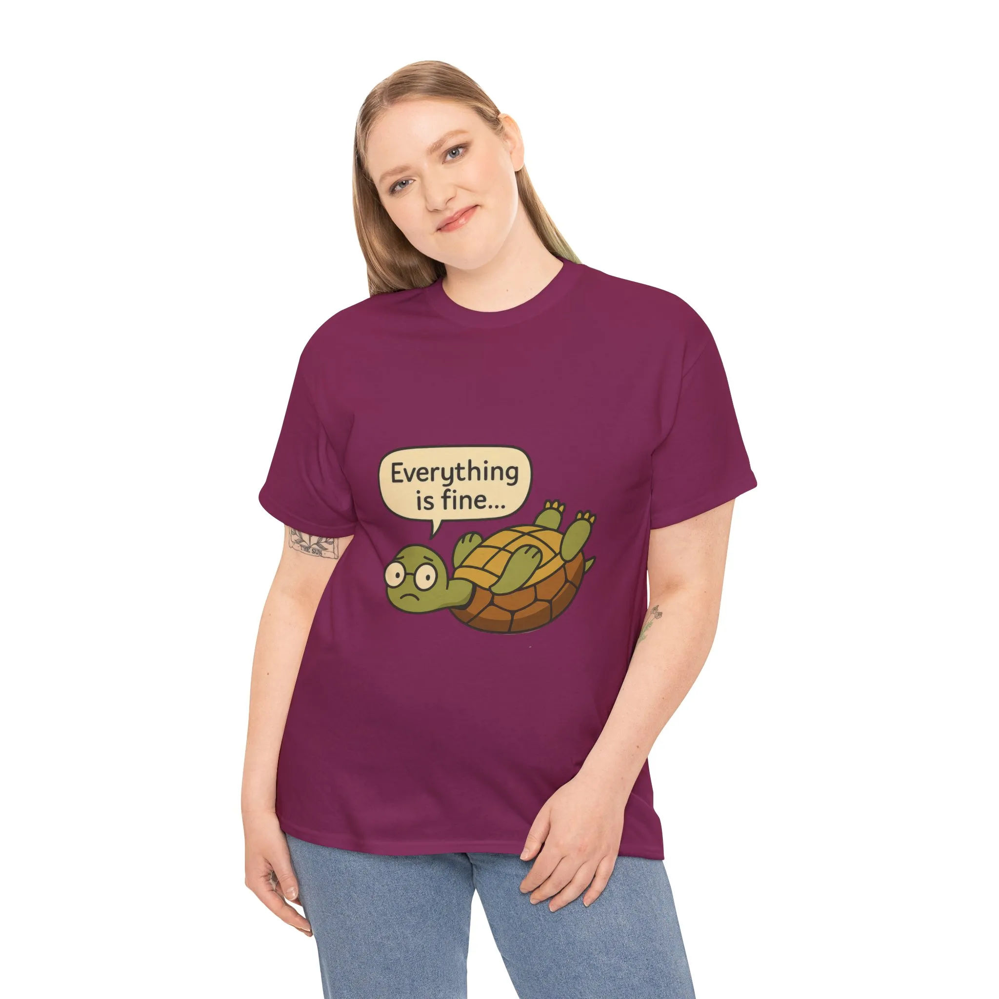 Everything is Fine Turtle Tee, Funny Unisex Cotton Tee, Cute Animal Shirt, Gift for Nature Lovers, Great for Humor, Positive message t-shirt - Image 40