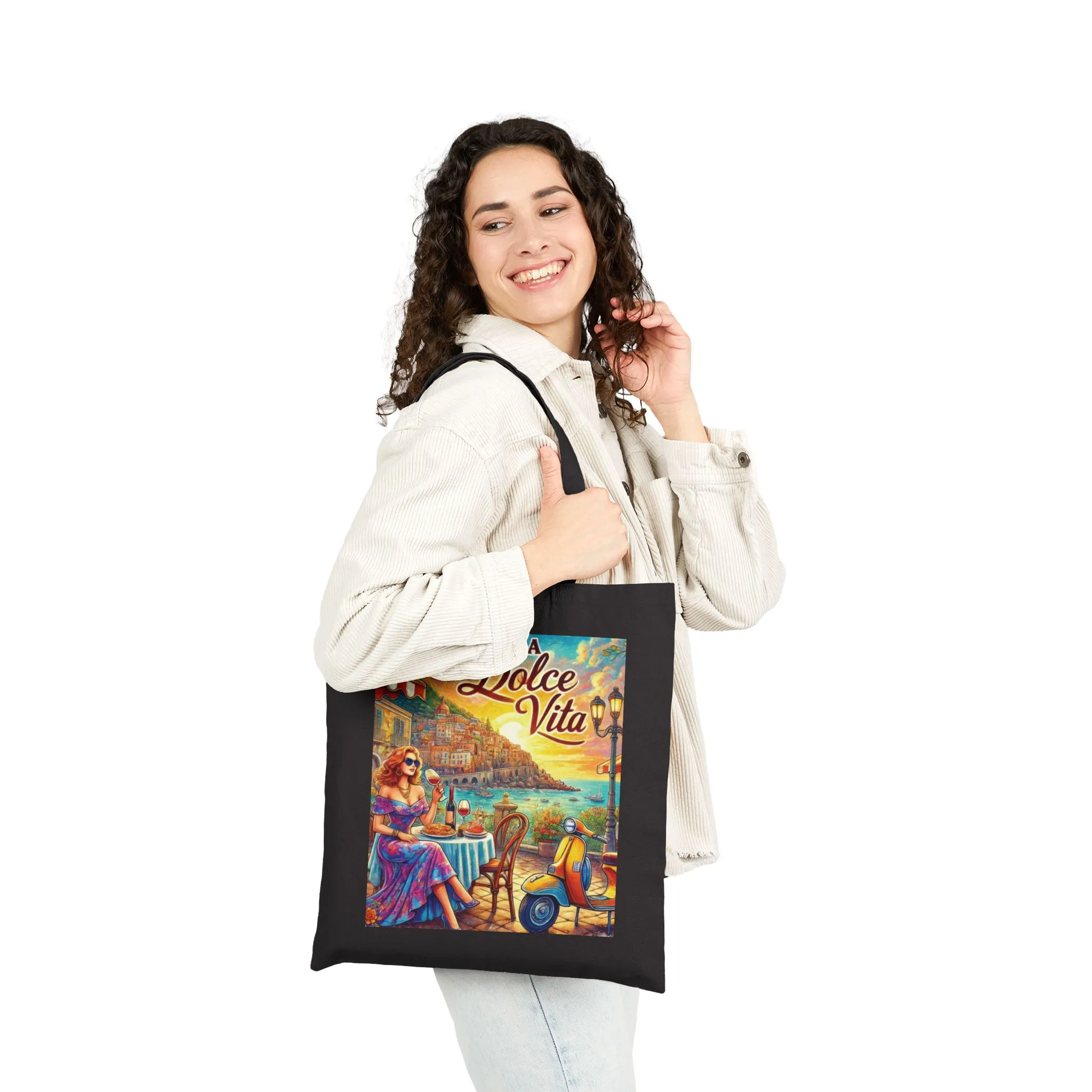 La Dolce Vita Canvas Tote Bag, Summer Beach Bag, Eco-Friendly Shopper, Gift for Her, Vintage Art Tote - Image 8