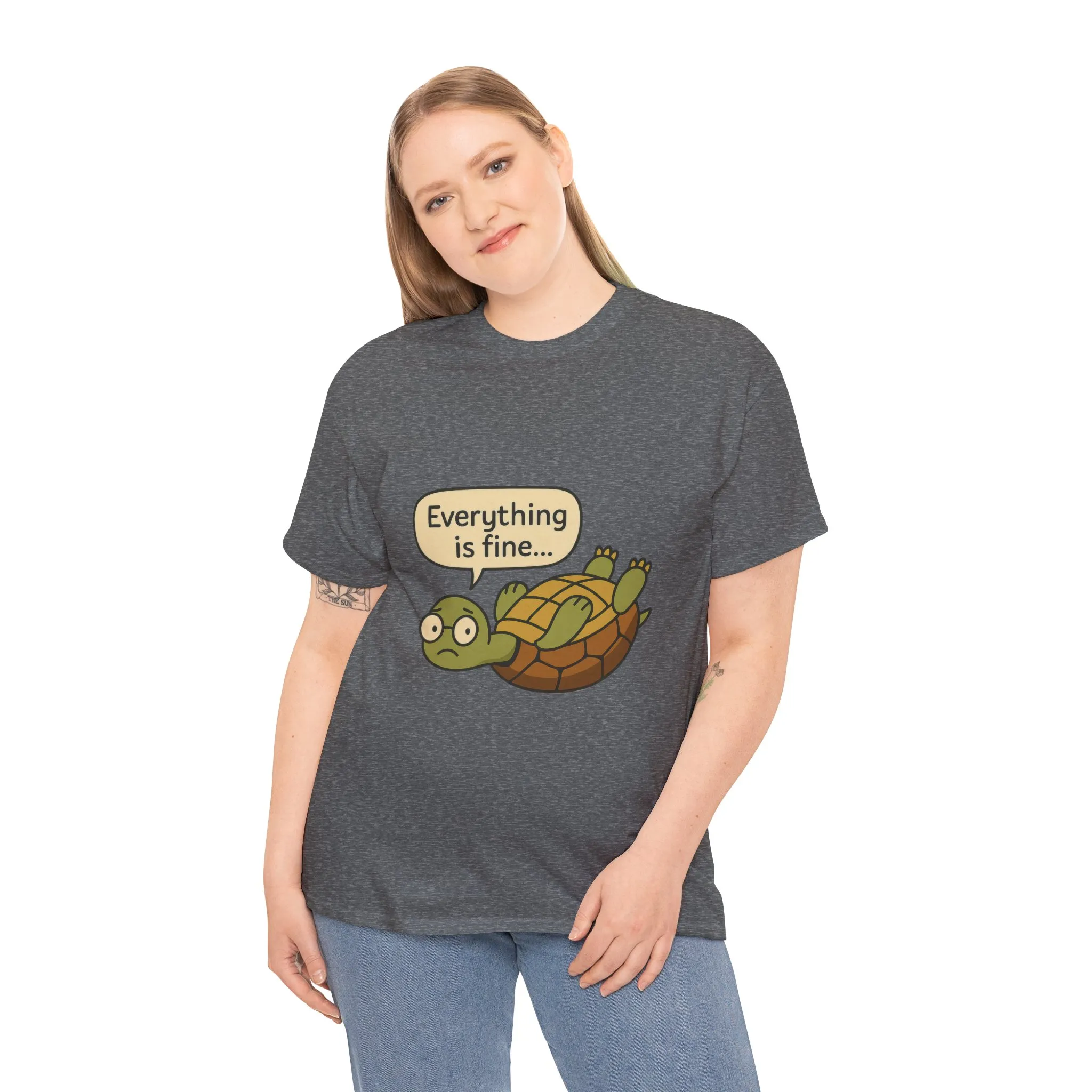 Everything is Fine Turtle Tee, Funny Unisex Cotton Tee, Cute Animal Shirt, Gift for Nature Lovers, Great for Humor, Positive message t-shirt - Image 20
