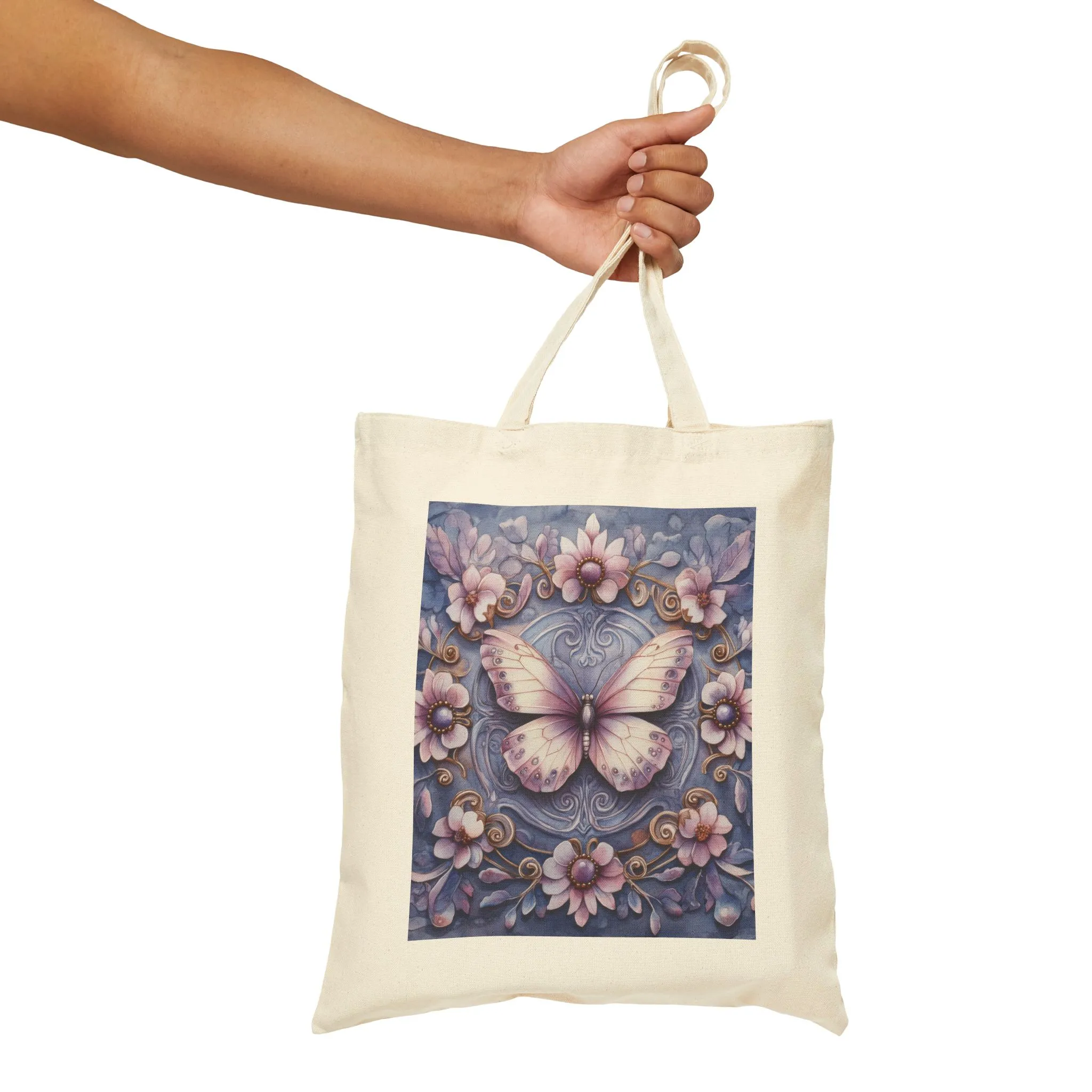 Butterfly Floral Cotton Canvas Tote Bag, Eco-Friendly Shopping, Gift for Her, Nature Lover, Reusable Bag, Boho Style - Image 10