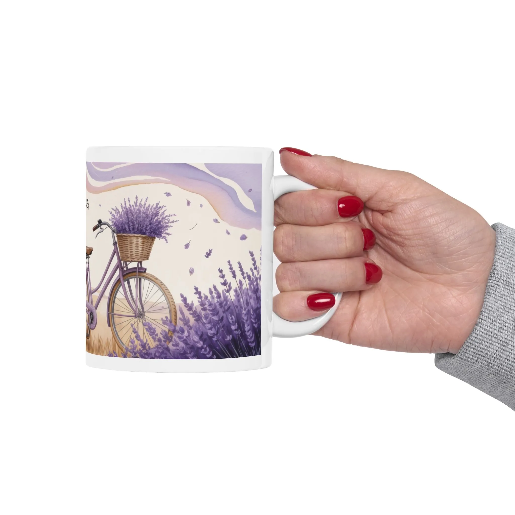 Lavender Field Mug, Bicycle Coffee Cup, Tranquil Nature Lover Gift, Calm Summer Vibes Mug, Motivational Coffee Cup, Inspirational Quotes - Image 6