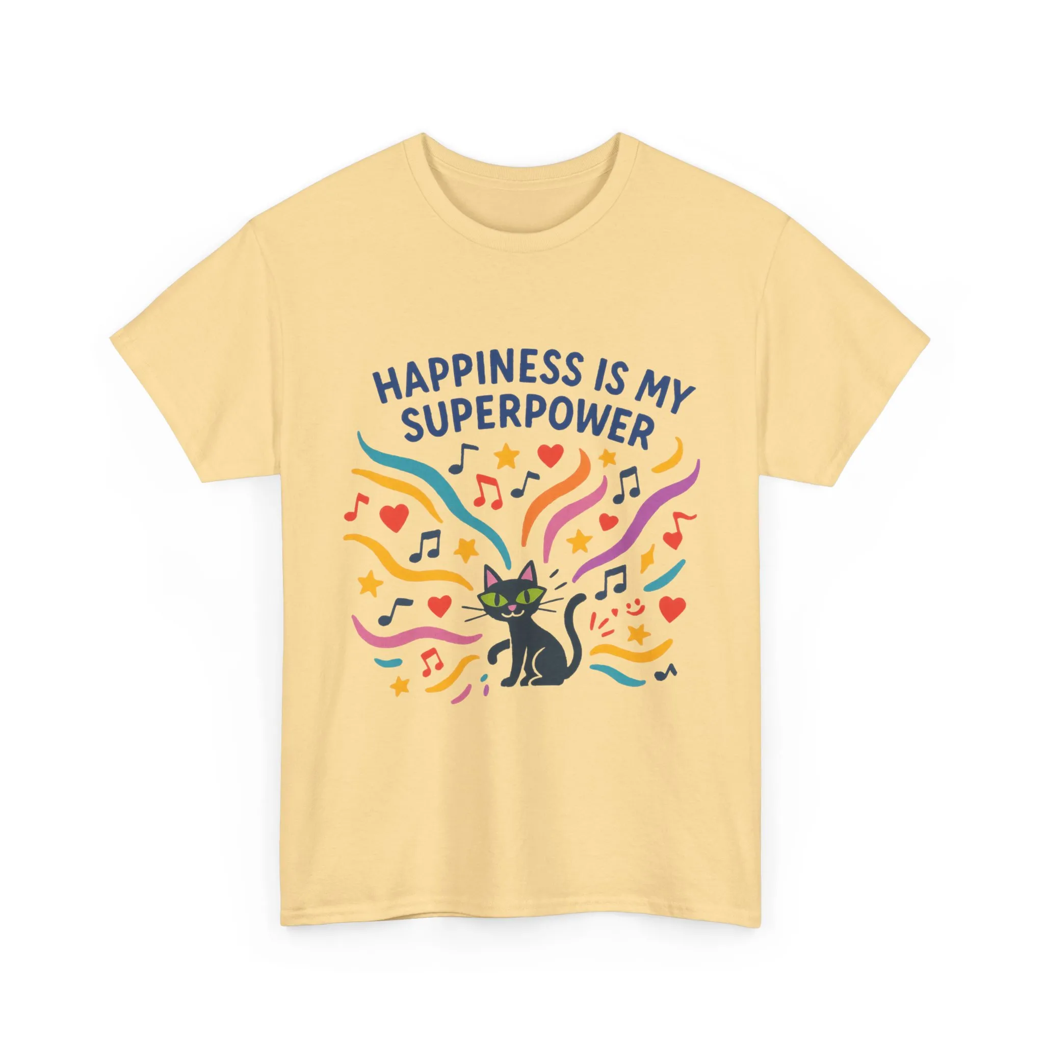 Happiness is My Superpower Tee - Fun Unisex Cotton T-Shirt, Gift for Cat Lovers, Cute Pet Apparel, Everyday Wear, Positive Vibes - Image 9