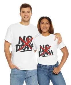 No Drama Unisex Heavy Cotton Tee, Casual Shirt, Gift for Friends, Relaxed Fit, Comfort Wear, Everyday Style
