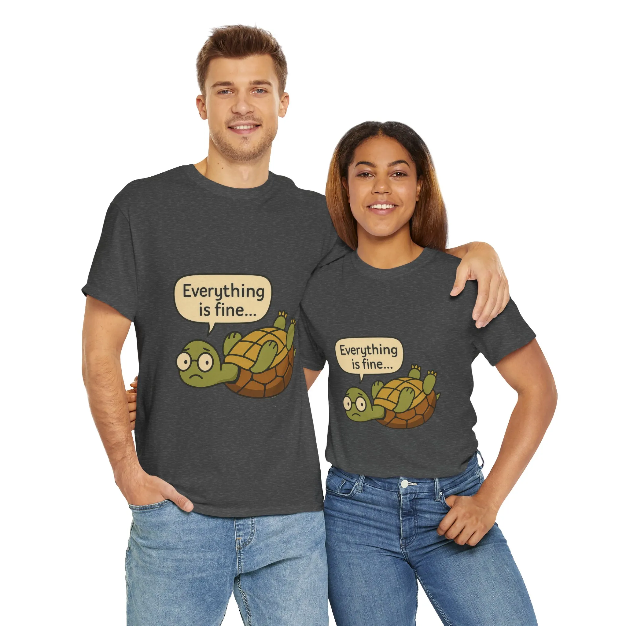 Everything is Fine Turtle Tee, Funny Unisex Cotton Tee, Cute Animal Shirt, Gift for Nature Lovers, Great for Humor, Positive message t-shirt - Image 23