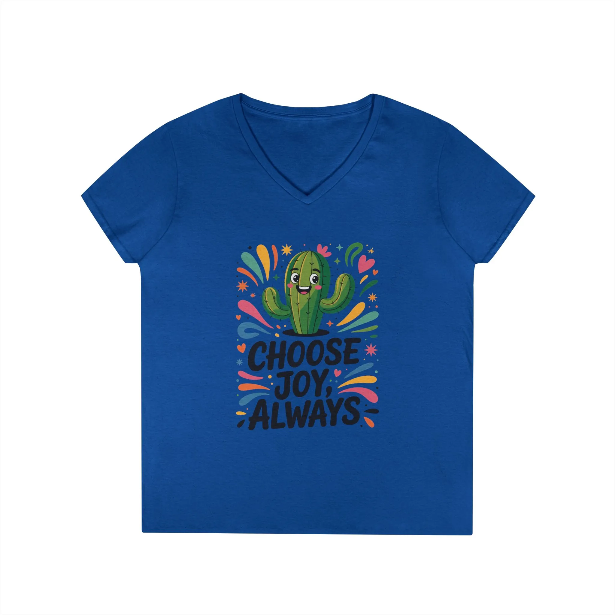 Choose Joy Cactus Ladies' V-Neck T-Shirt, Positive Vibe Shirt, Gift for Her, Summer Casual Tee, Inspirational Wear, Cute Graphic Top - Image 10