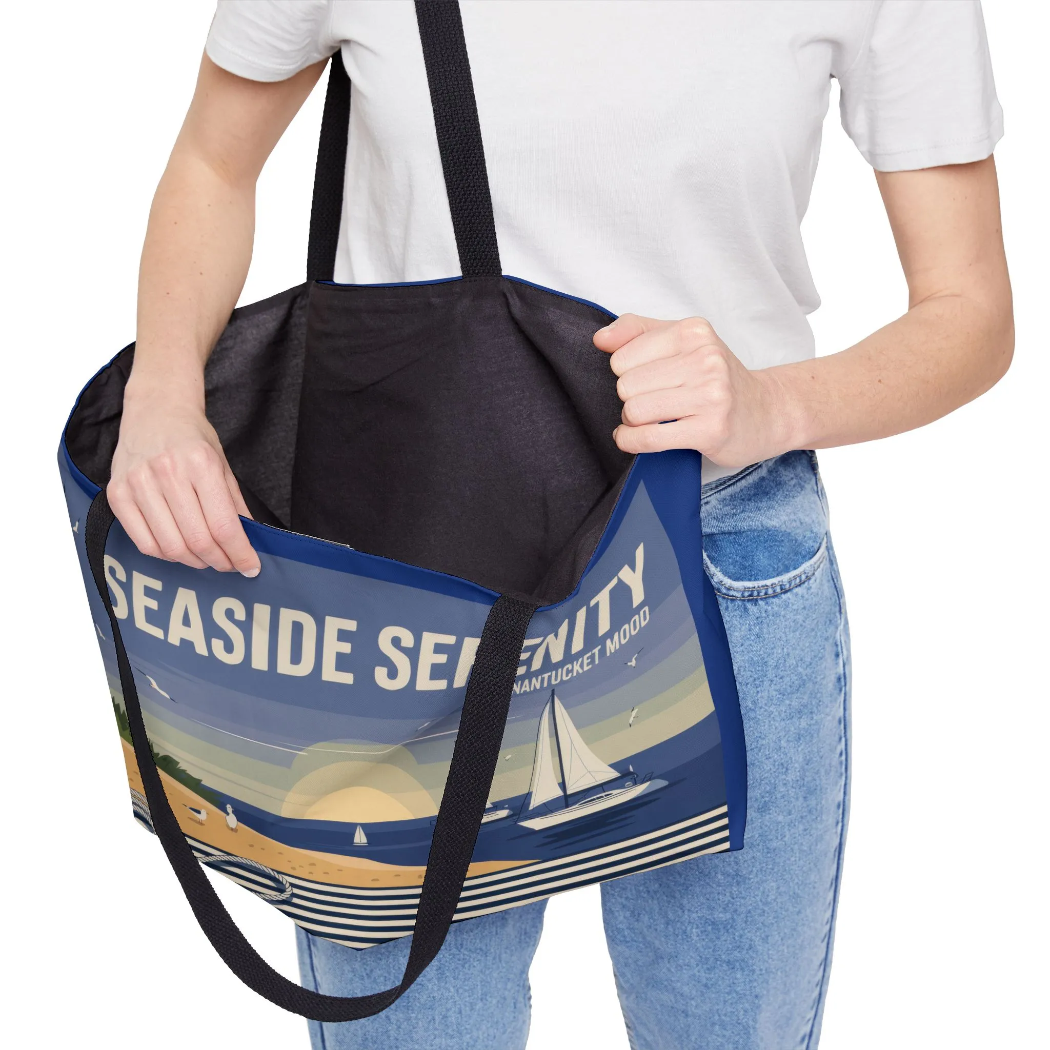Seaside Serenity Weekender Tote Bag , Beach Bags, Travel Tote, Weekend Getaway, Stylish Carryall, Vacation Essentials - Image 3