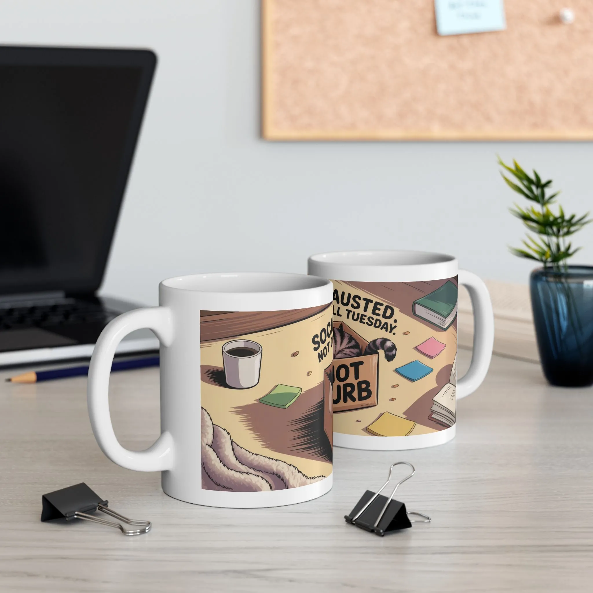 Funny Cat Mug, Socially Exhausted Do Not Disturb Coffee Cup, Introvert Gift Idea, Cozy Cat Lover Wraparound Mug, Lazy Weekend Humor - Image 8