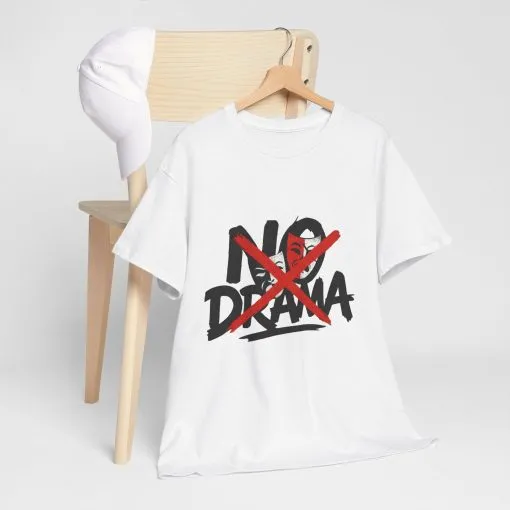 No Drama Unisex Heavy Cotton Tee, Casual Shirt, Gift for Friends, Relaxed Fit, Comfort Wear, Everyday Style - Image 2