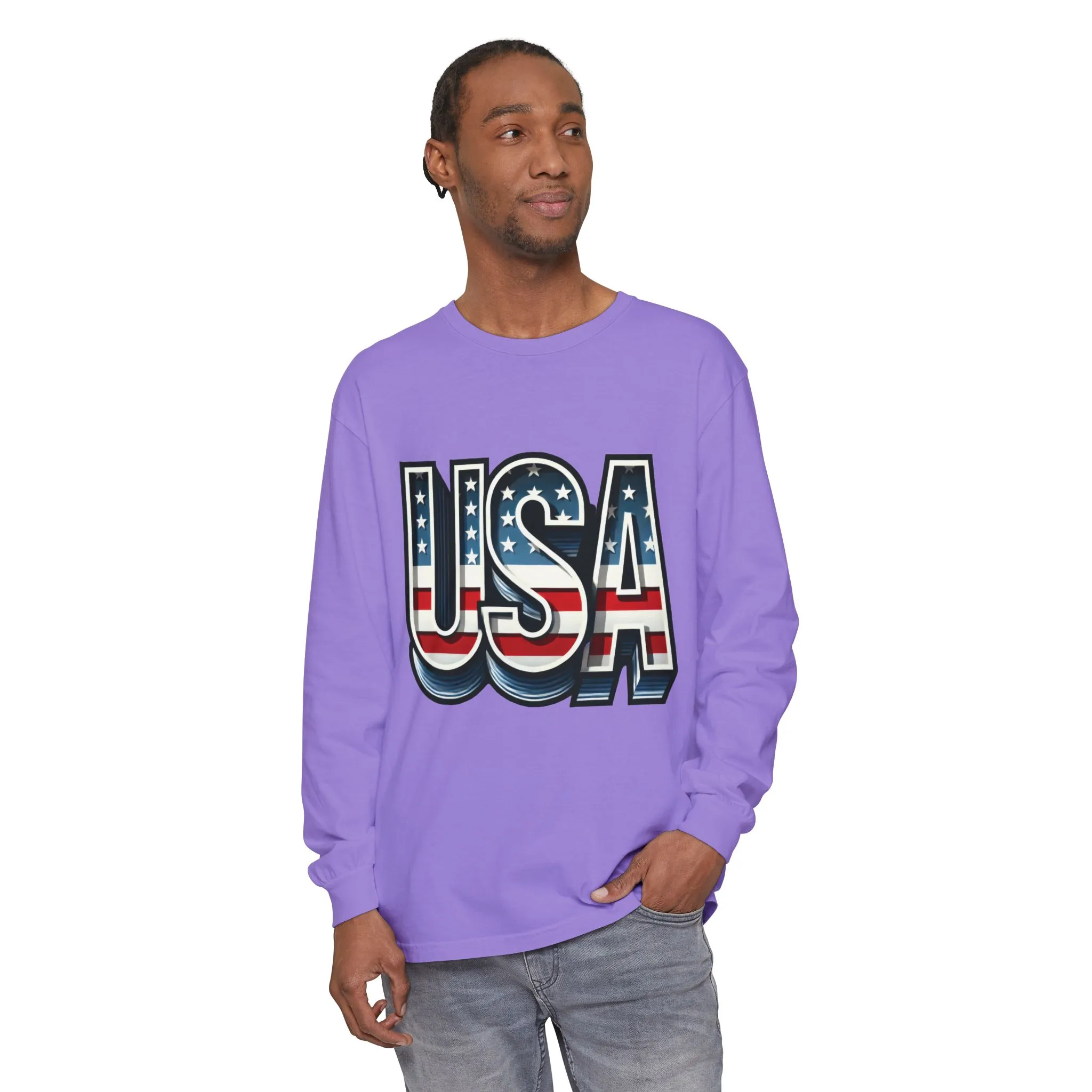 Patriotic Long Sleeve Unisex T-Shirt, USA Design, Unisex Tee for Independence Day, Memorial Day, Family Celebrations, Casual Wear - Image 20