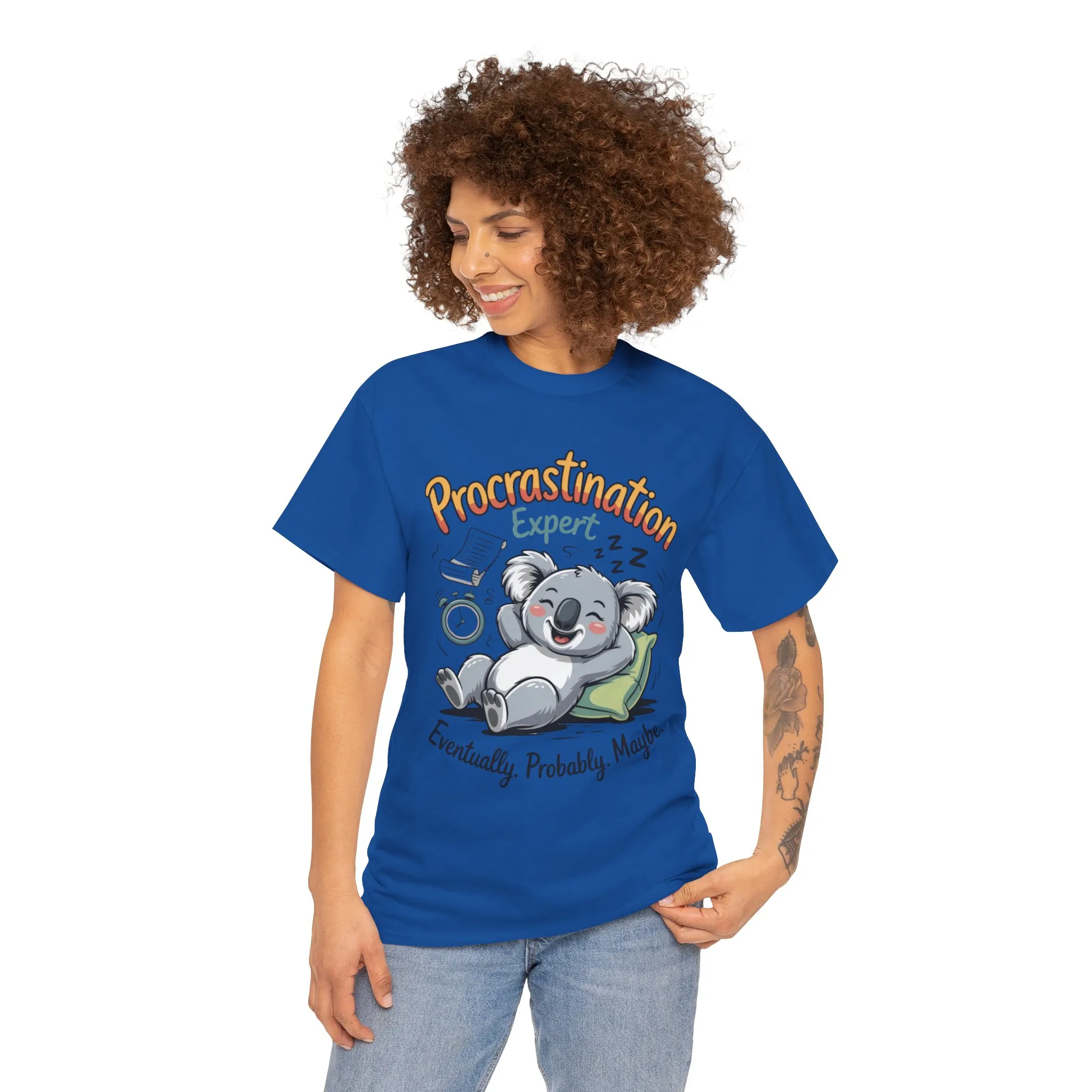 Procrastination Expert Cotton Tee, Funny T-Shirt, Cute Koala Design, Gift for Students, Relaxed Fit Shirt, Gift for Animal Lovers - Image 23