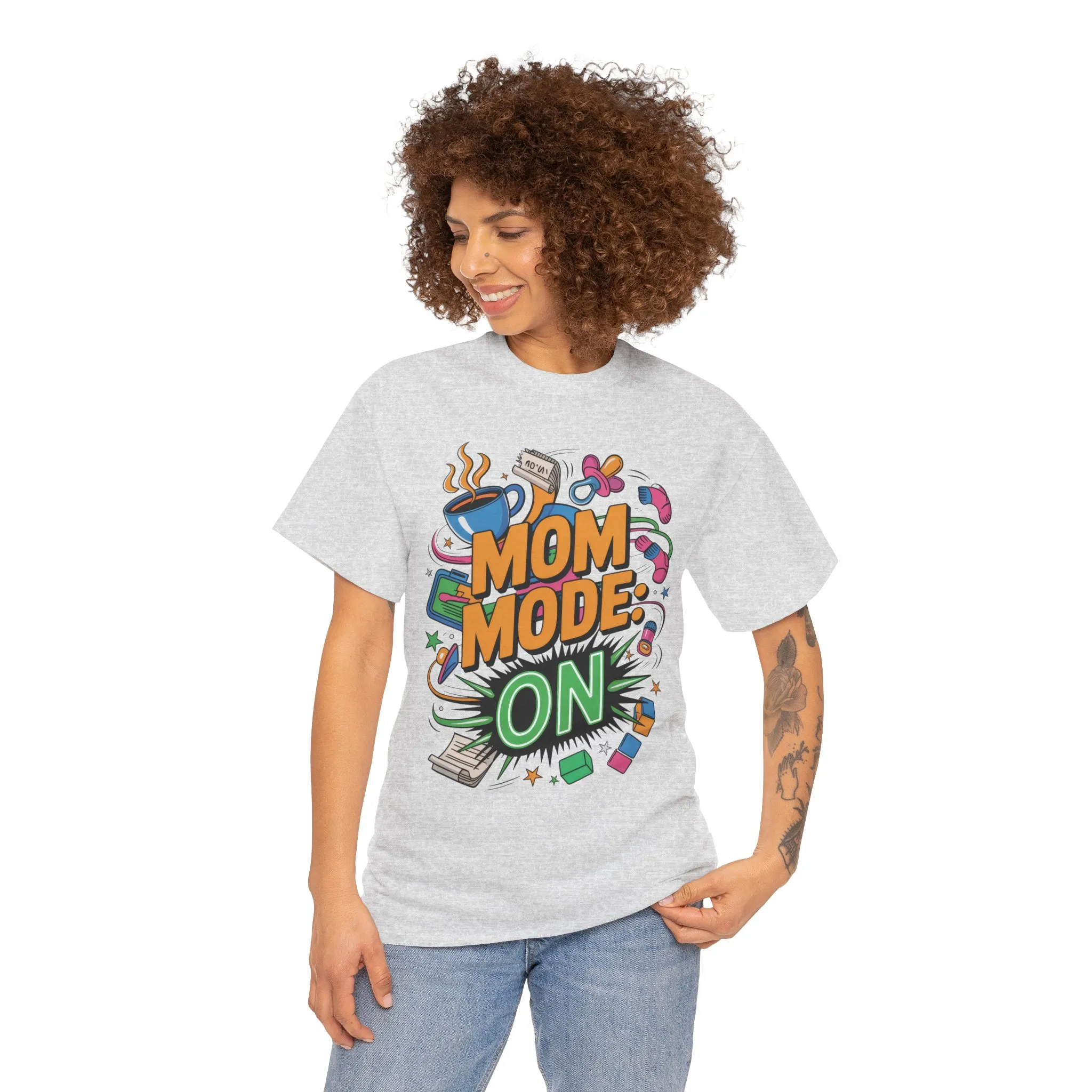 Mom Mode ON Cotton Tee, Funny Mom T-Shirt, Gift for Mothers, Parent Life Apparel, Mother's Day Humor T-Shirt, Cute Mama Life Graphic Tee - Image 25