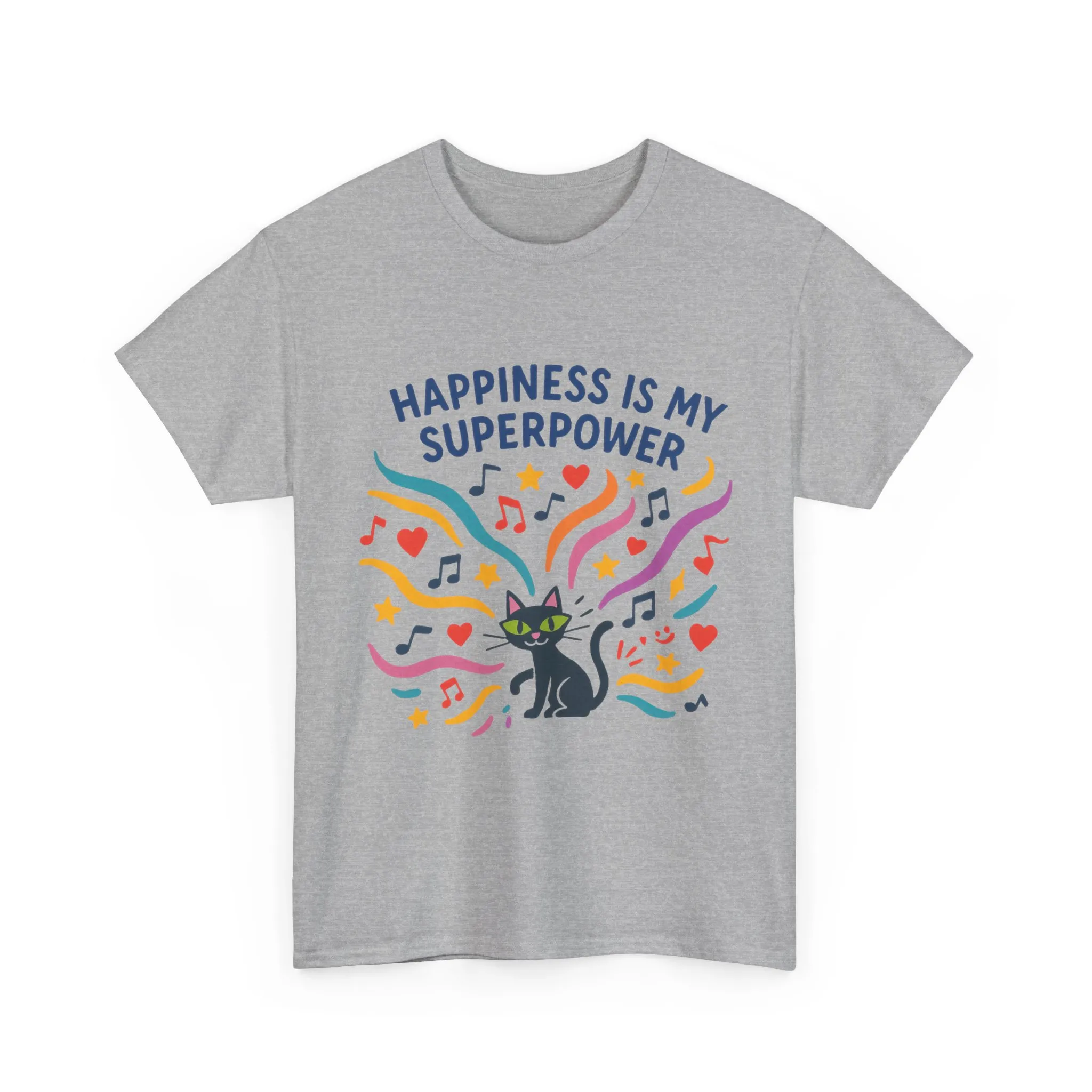 Happiness is My Superpower Tee - Fun Unisex Cotton T-Shirt, Gift for Cat Lovers, Cute Pet Apparel, Everyday Wear, Positive Vibes - Image 12