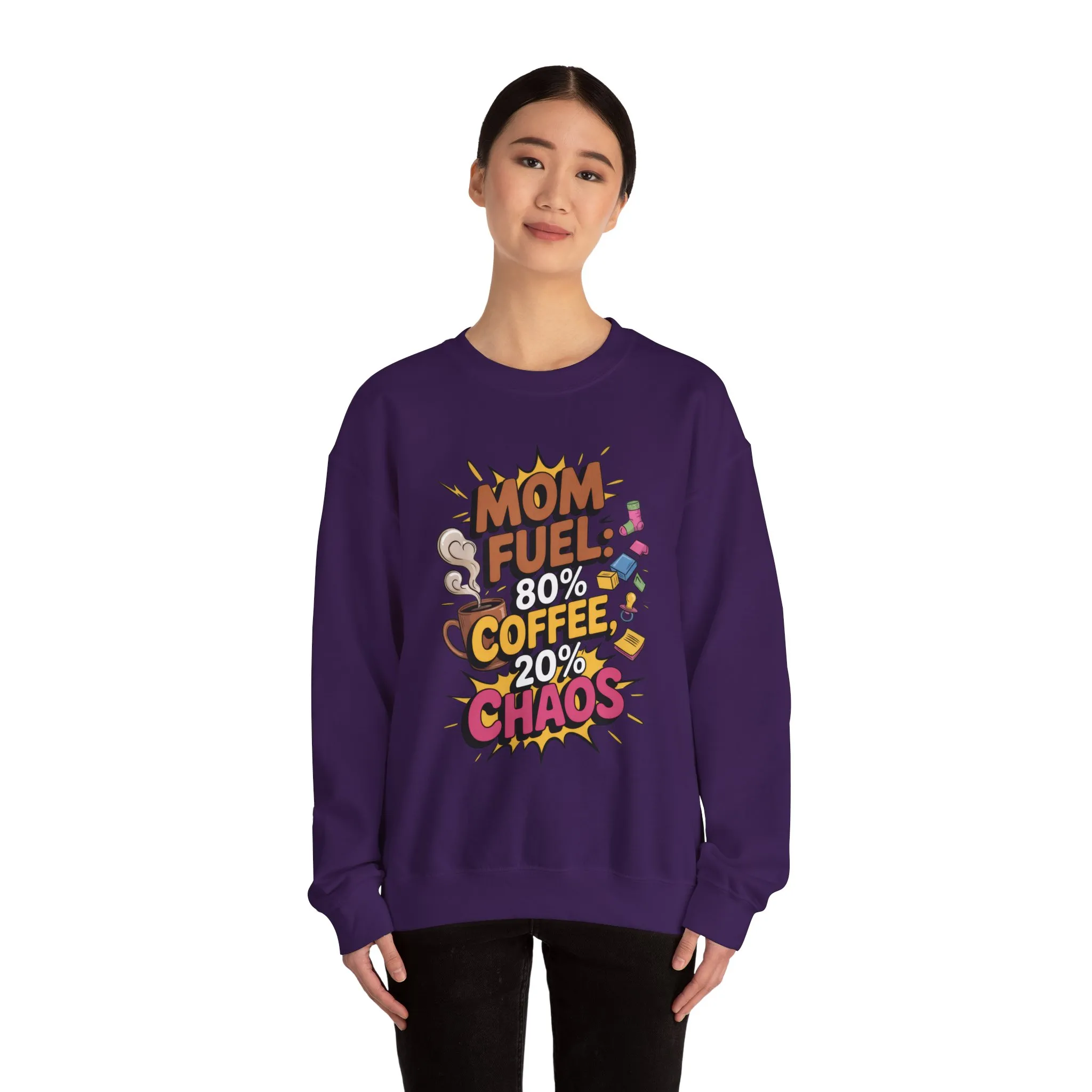 Funny Mom Fuel Sweatshirt, Perfect Gift for Moms, Chaos & Caffeine, Mother's Day Apparel, Funny Tired Mom Life Sweatshirt, Coffee Loving Mom - Image 20