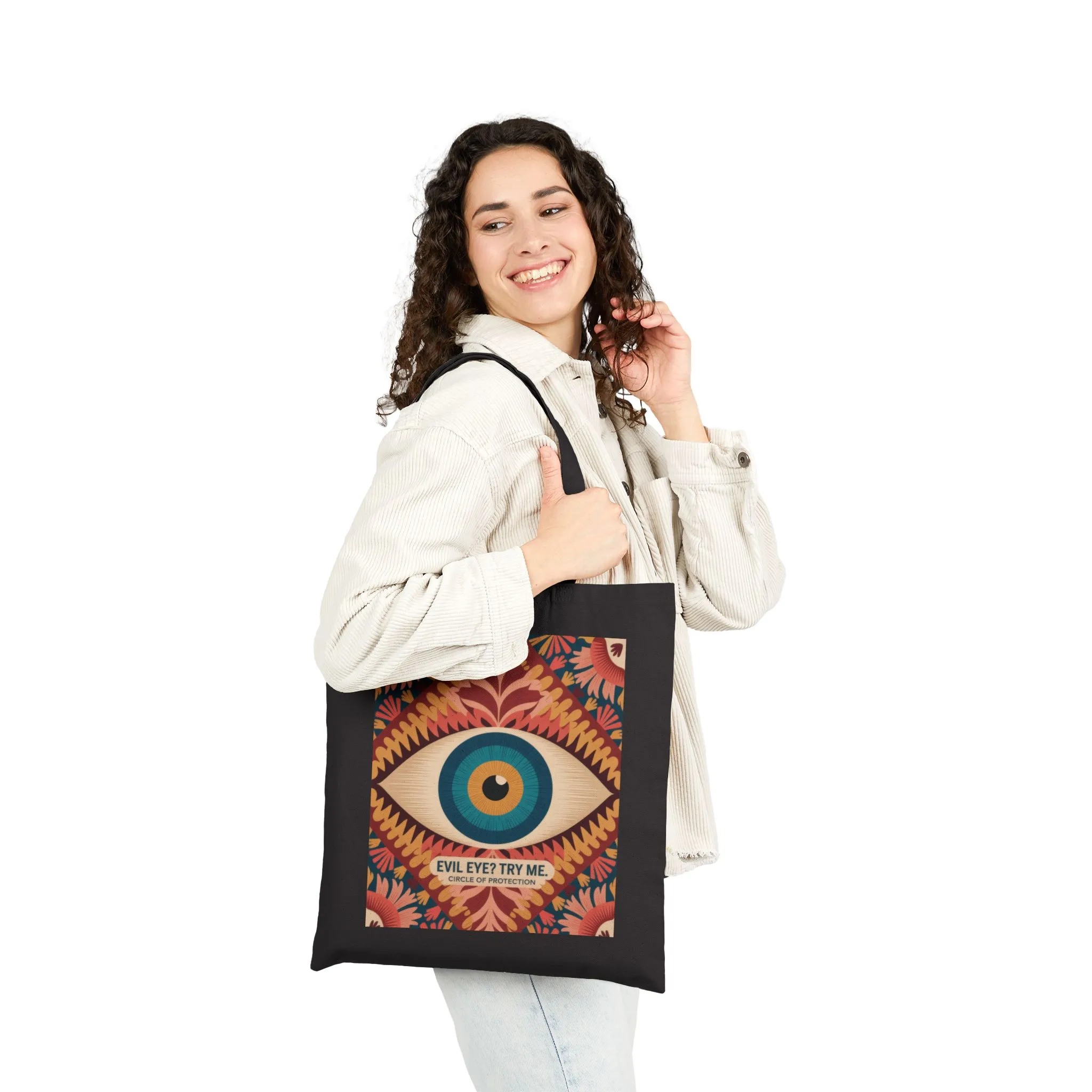 Vibrant Eye Design Canvas Tote Bag, Boho Shopper, Eco-Friendly Grocery Bag, Gift for Art Lovers, Sustainable Fashion - Image 8