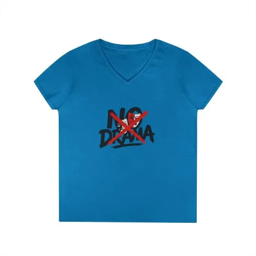 No Drama Ladies' V-Neck T-Shirt, Casual Graphic Tee, Perfect for Everyday Vibes, Gift Idea for Friends, Fun Statement Top, Mood Daily Modes - Image 6