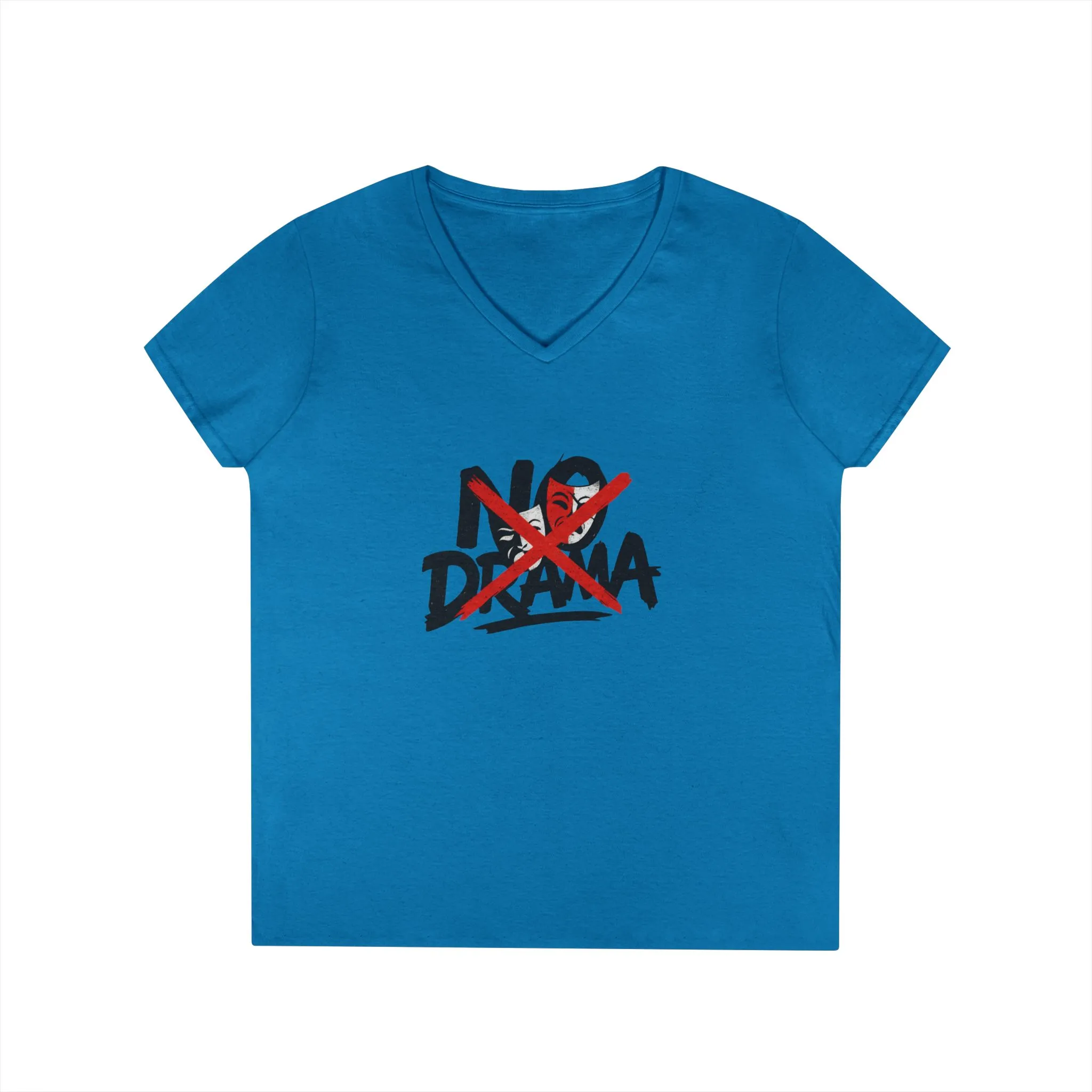 No Drama Ladies' V-Neck T-Shirt, Casual Graphic Tee, Perfect for Everyday Vibes, Gift Idea for Friends, Fun Statement Top, Mood Daily Modes - Image 6
