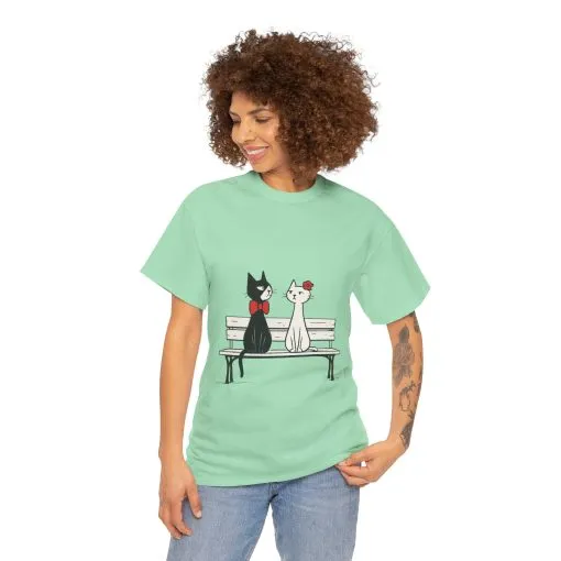 Cute Cat Lovers Tee, Unisex Heavy Cotton Tee for Pet Owners, Funny Cat Shirt, Gift for Cat Lovers, Casual T-Shirt, Animal Art Tee - Image 35