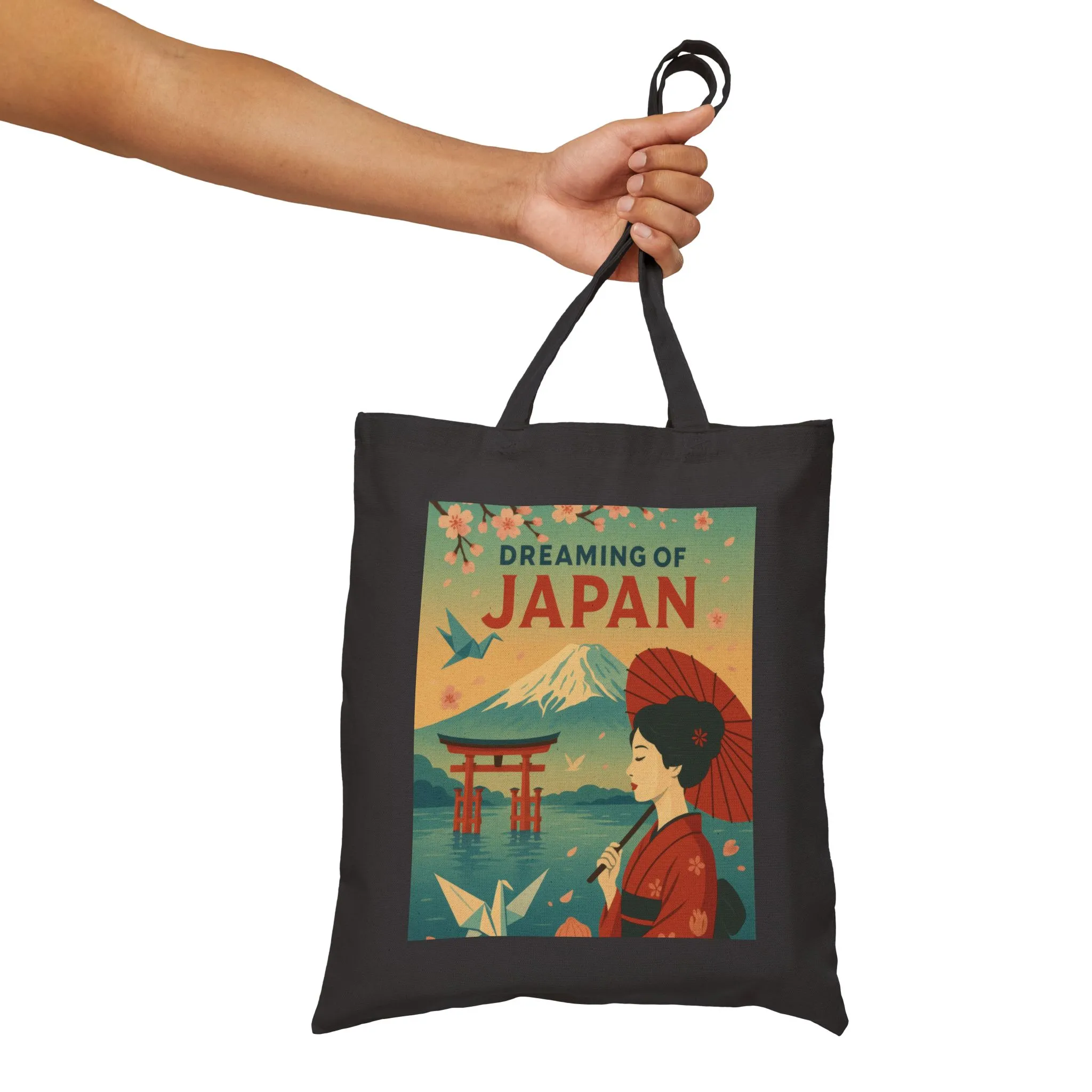 Dreaming of Japan Canvas Tote Bag, Eco-friendly Bag, Travel Tote, Gift for Travelers, Japanese Art Bag, Floral Design Bag - Image 11